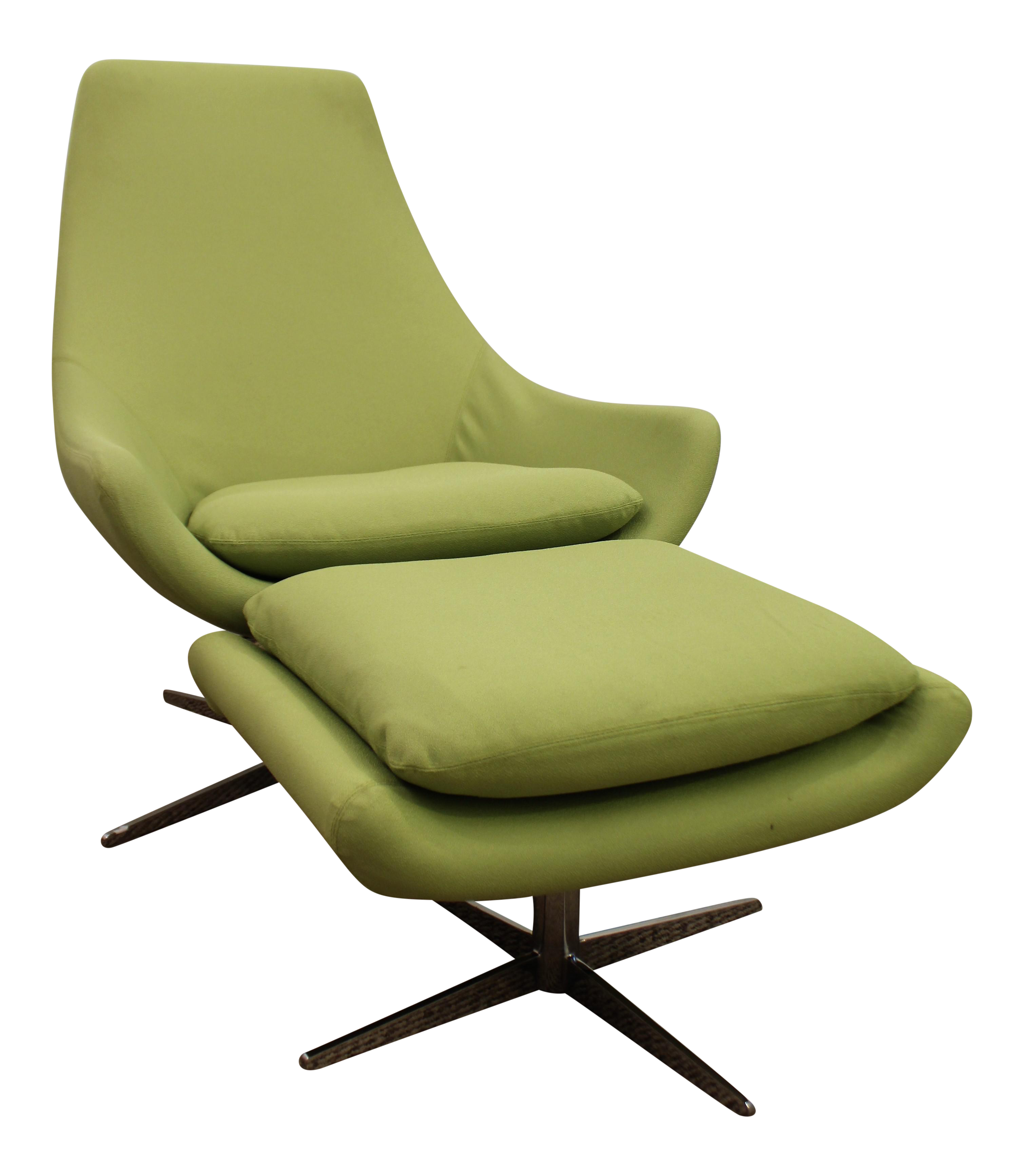 Mid-Century Danish Modern Lime Green Swivel Lounge Chair & Ottoman