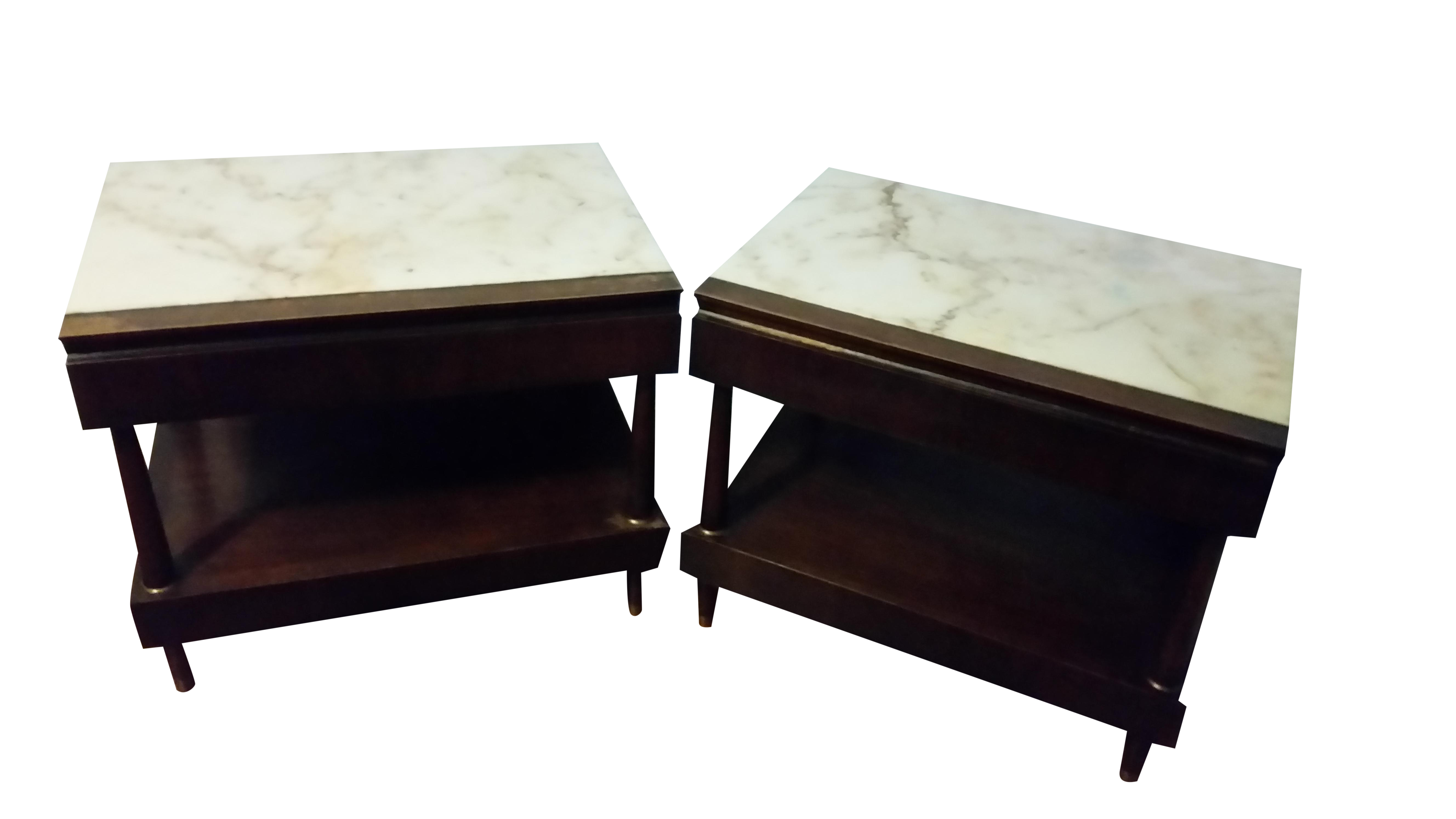 Bert England Vintage Marble Nightstands A Pair Chairish