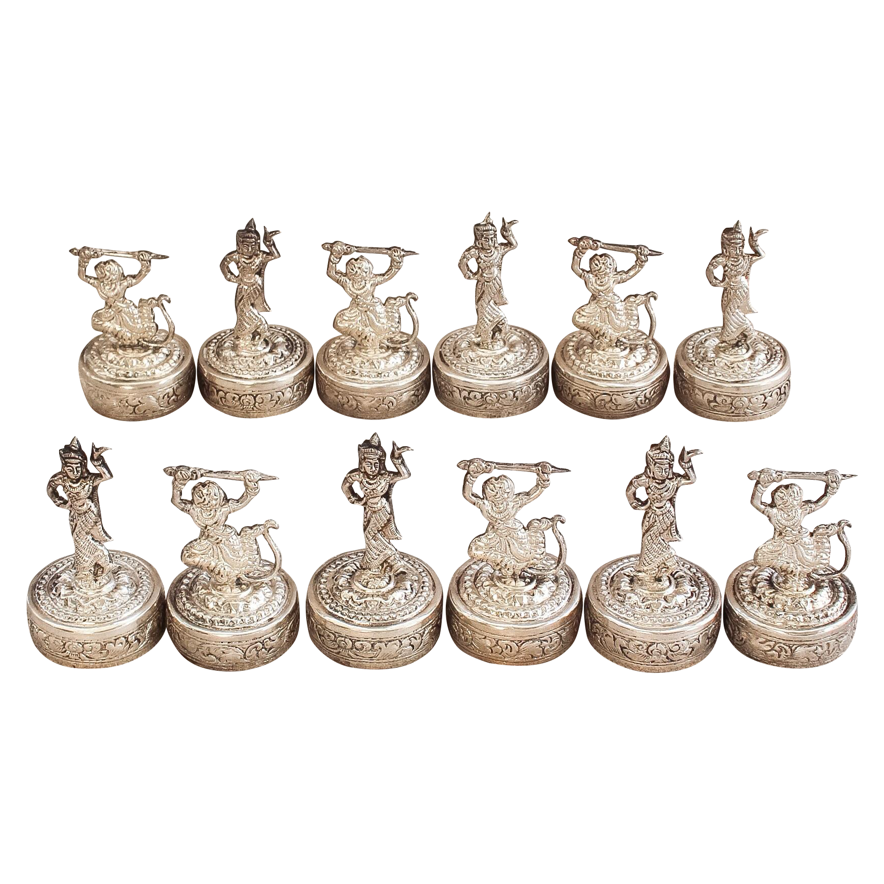 Antique Khmer Silver Place Card Holders Set of 12 Chairish