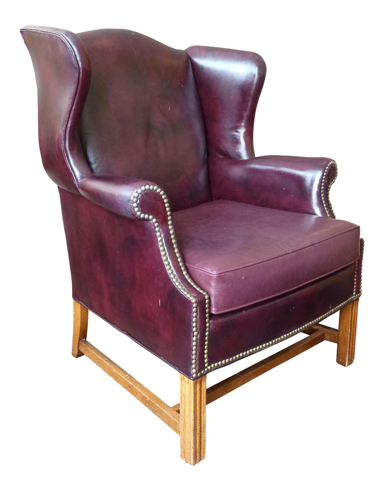Vintage Sherrill Burgundy Leather Wingback Chair Chairish