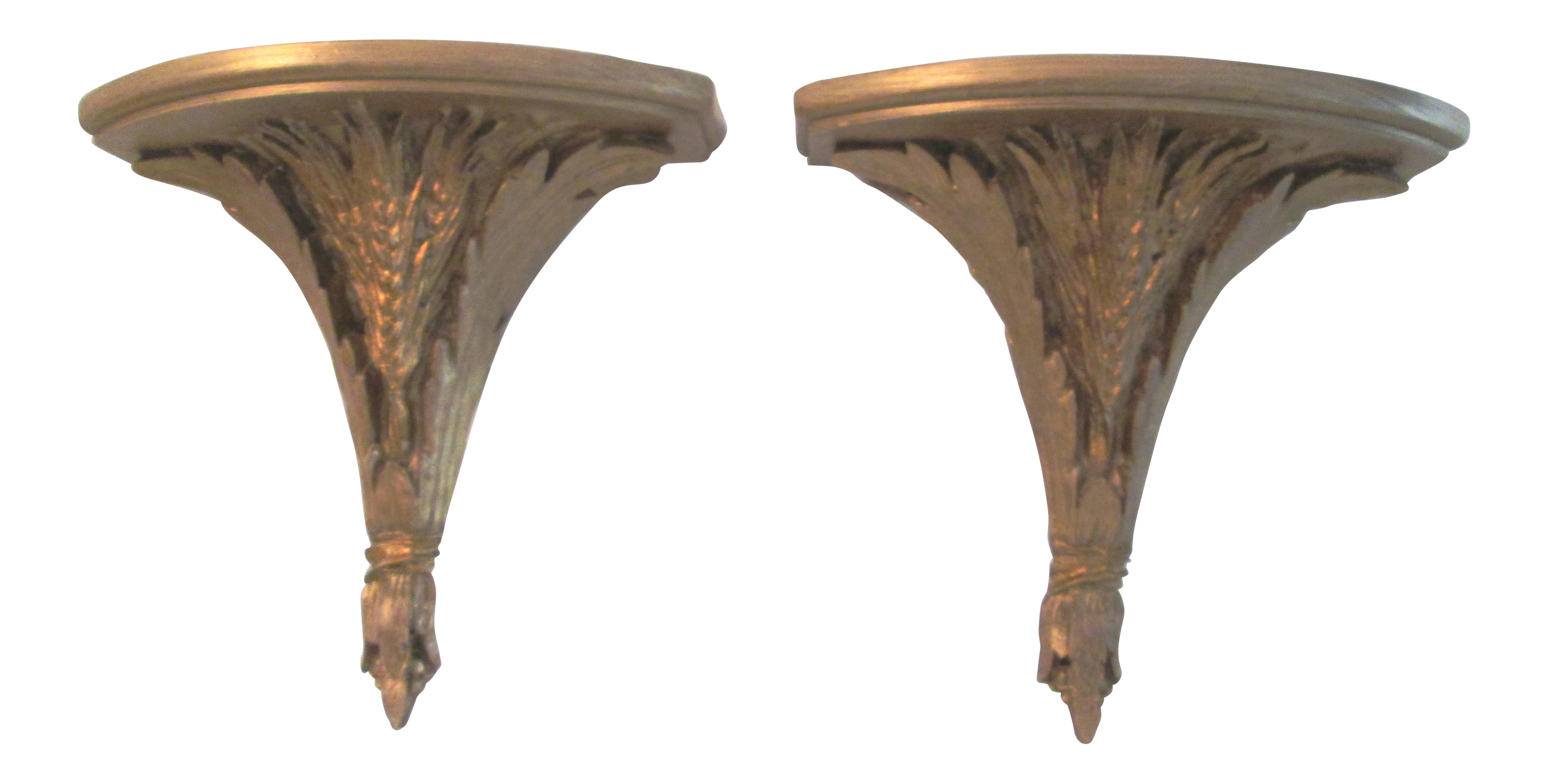 Brushed Gold Wheat Wall Brackets a Pair Chairish