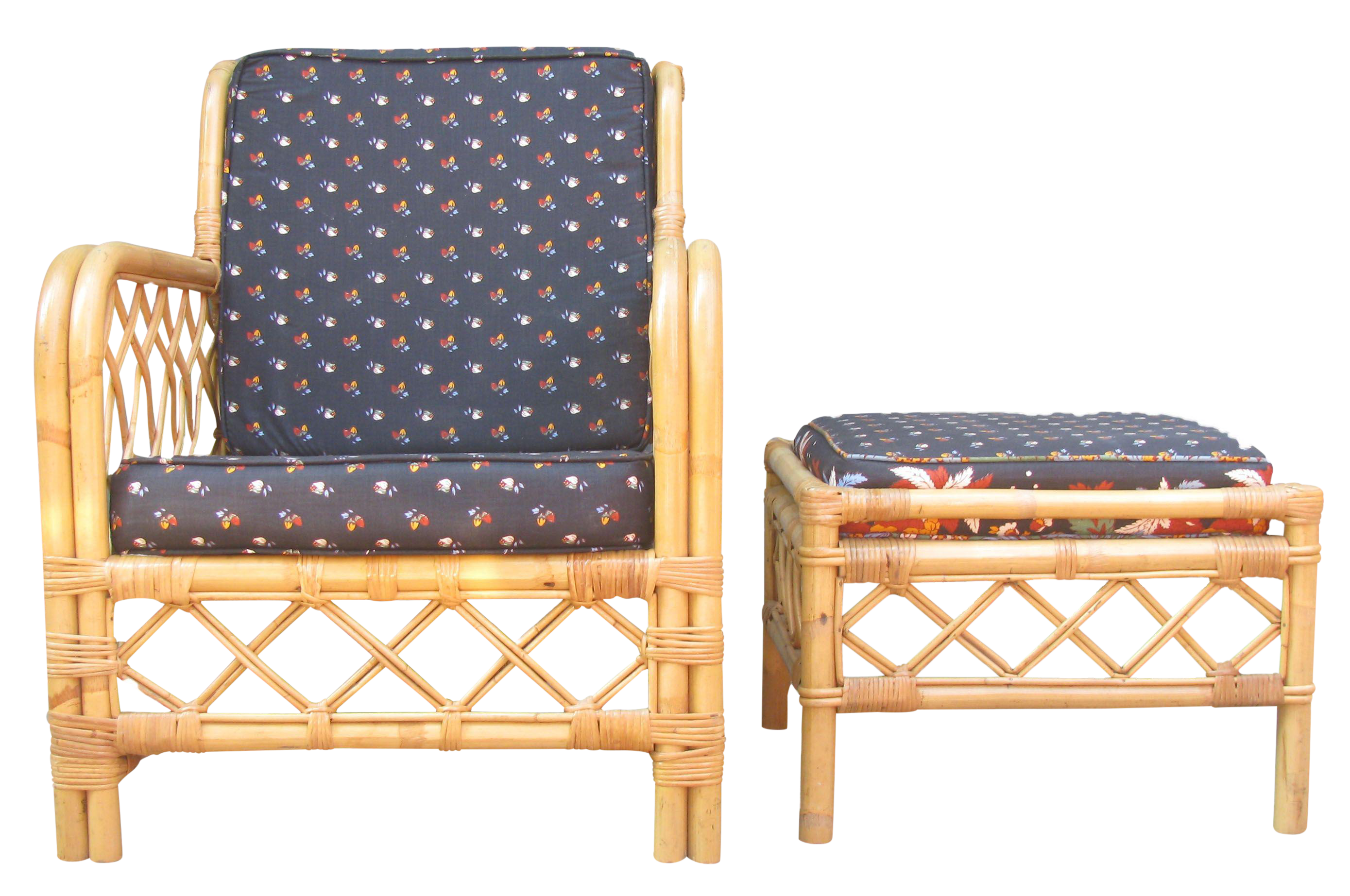 Ficks Reed Bamboo Chair & Ottoman / Side Table Chairish