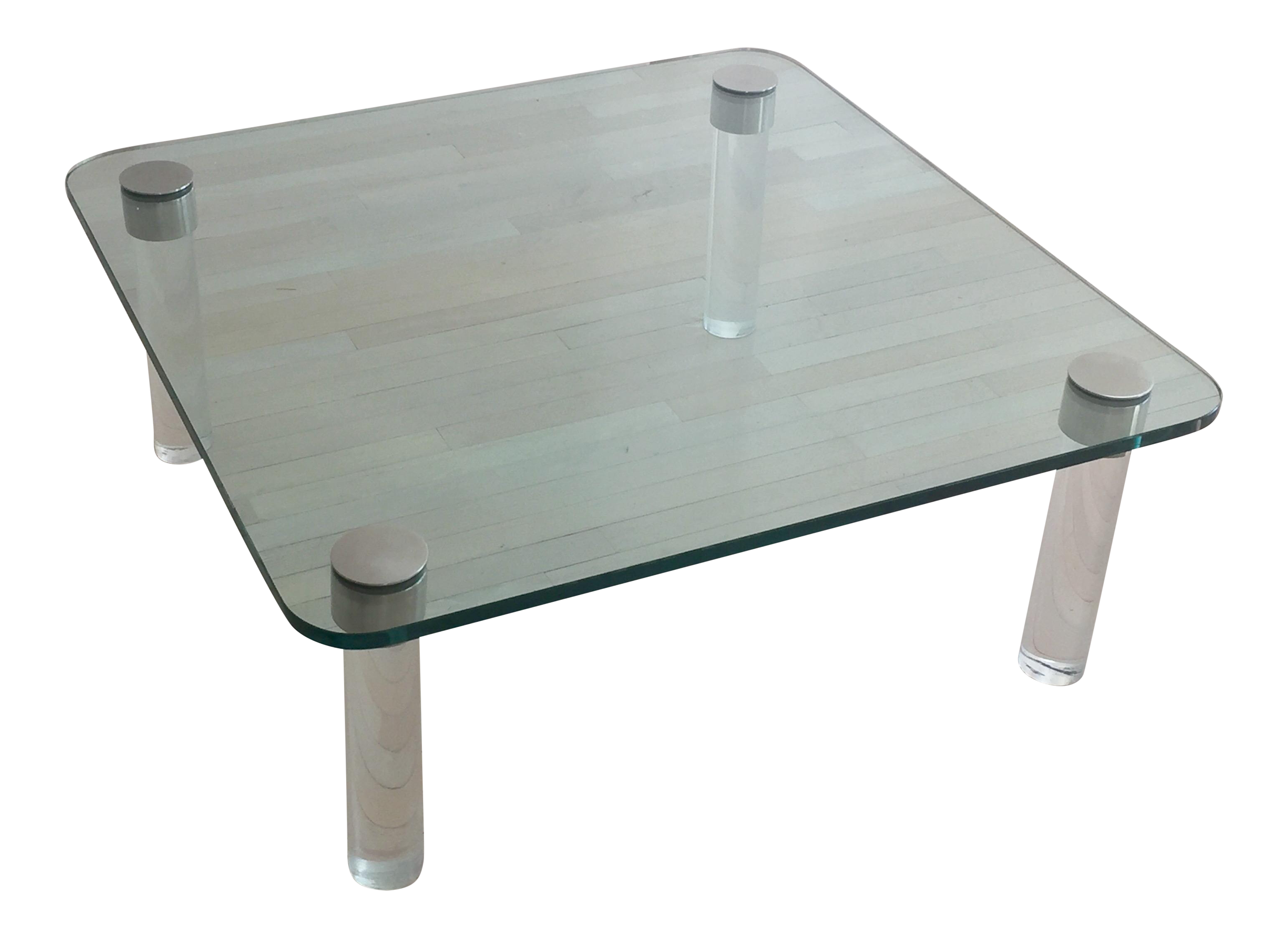 Pace Glass & Chrome Coffee Table With Lucite Legs Chairish