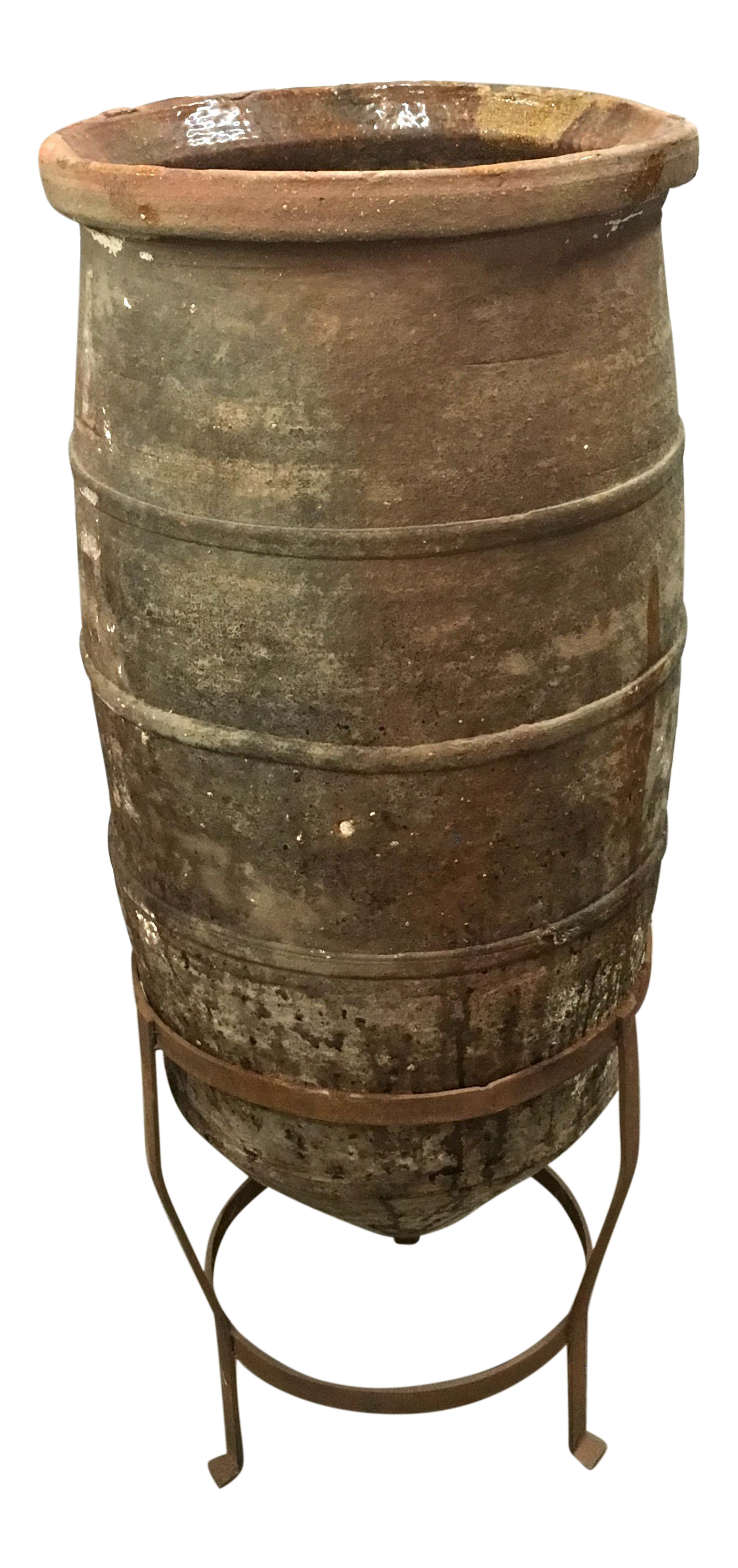 Antique Terracotta Planter Pot on Iron Stand Chairish