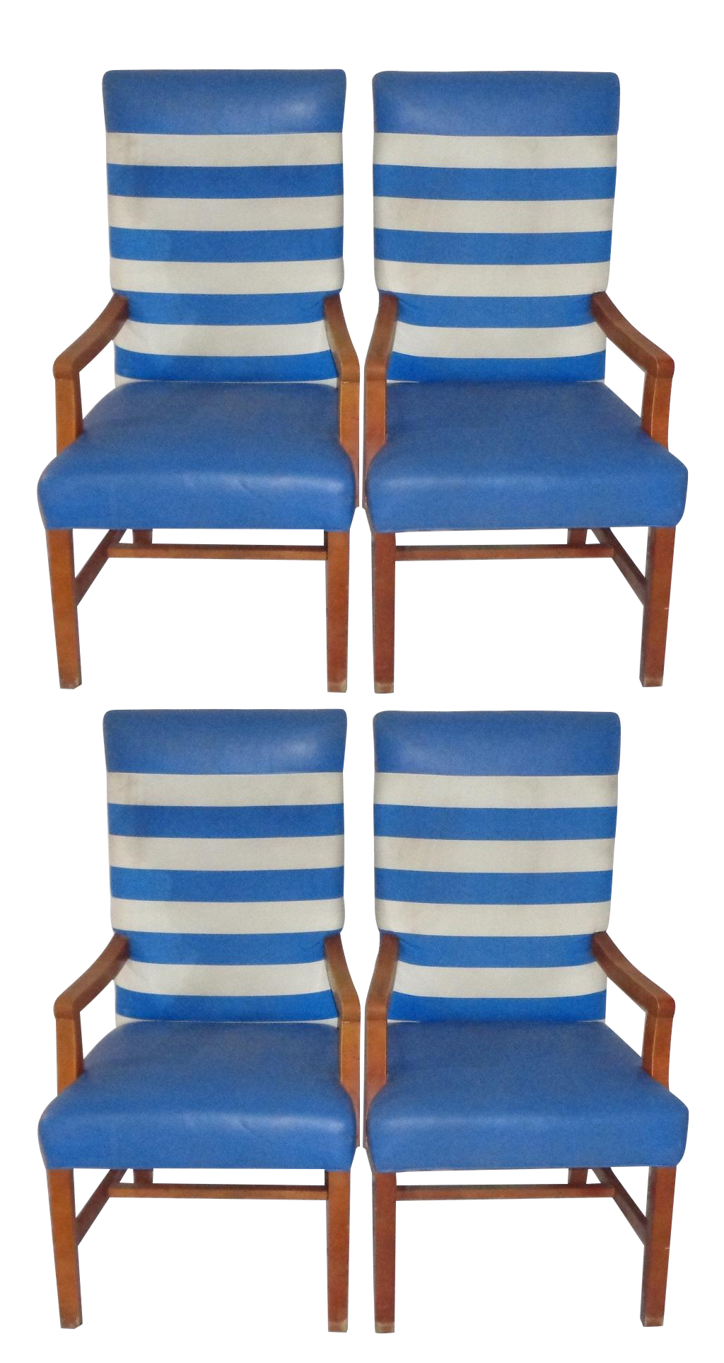 Nautical Themed Leather & Canvas Chairs Set of 4 Chairish