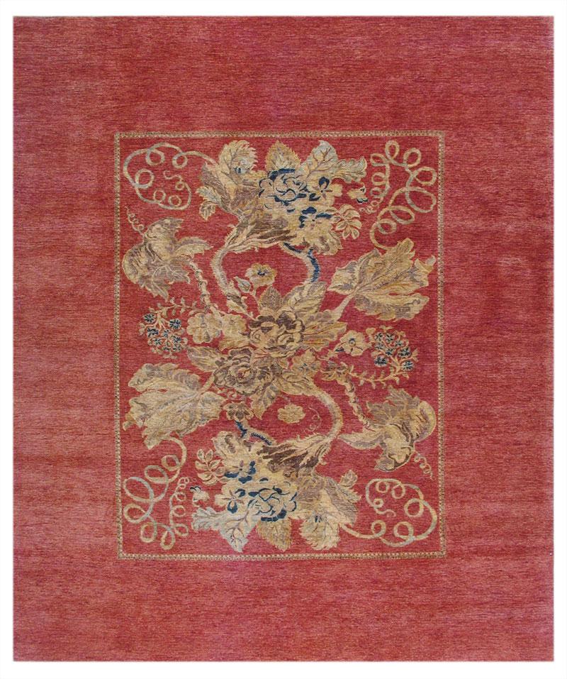Red Floral Art Nouveau Style Area Rug 8′ × 9′9″ Chairish