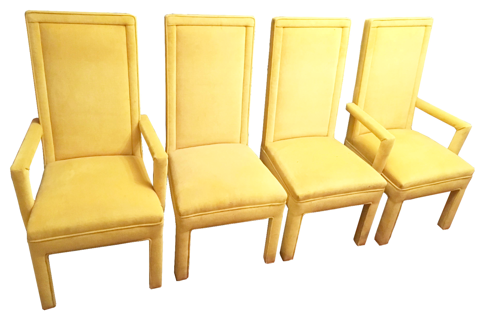 Yellow Faux Mohair Upholstered Parsons Dining Chairs Set of 4 Chairish