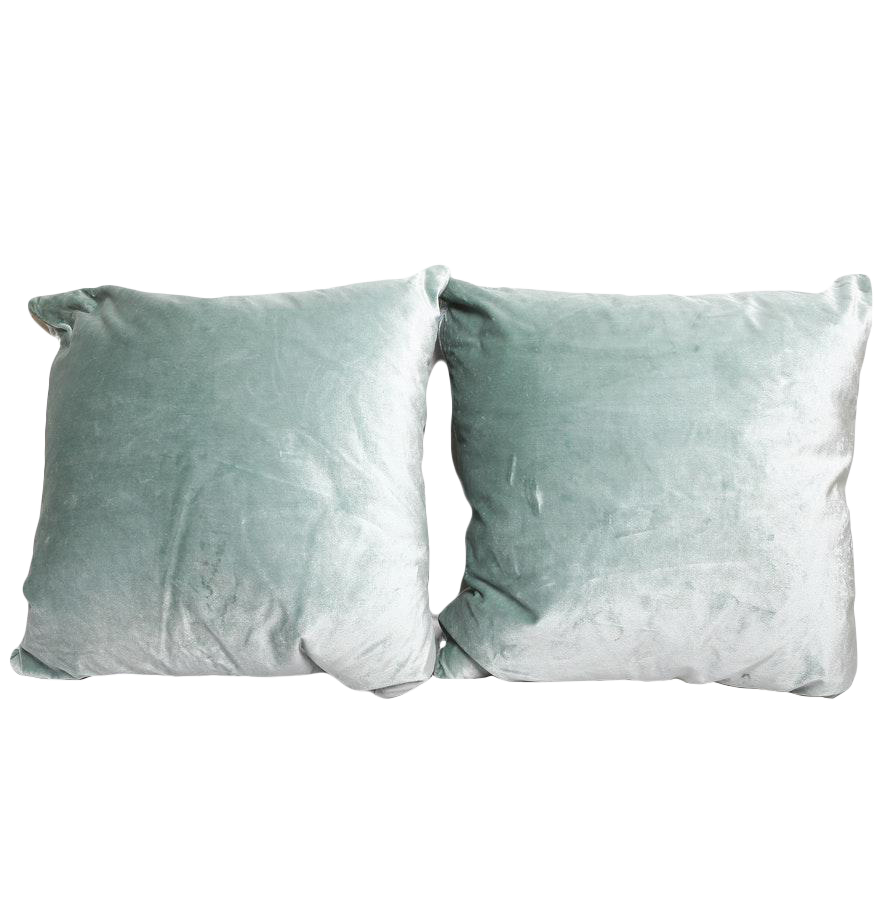 Designer Tiffany Blue Velvet Down Throw Pillows - Set of 2 Chairish