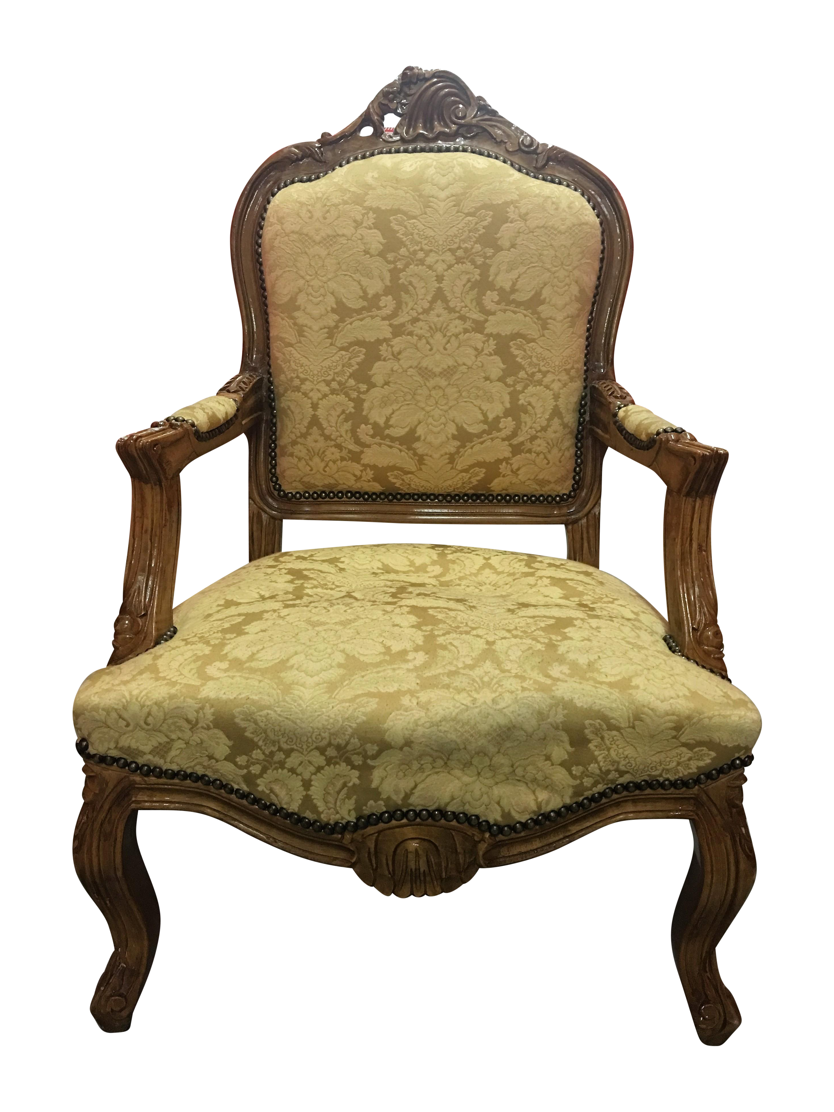 Ornate Carved Gold Accent Chair | Chairish