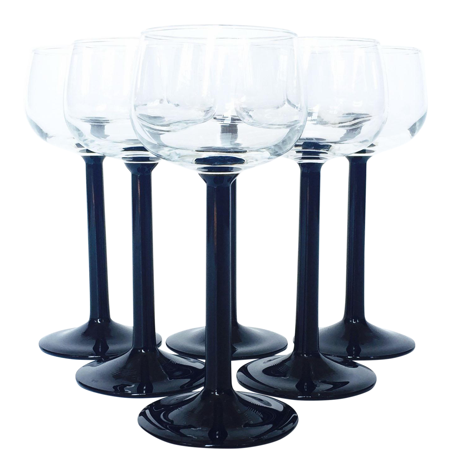 Vintage Luminarc Black Stemmed Wine Glasses Set of 6 Chairish