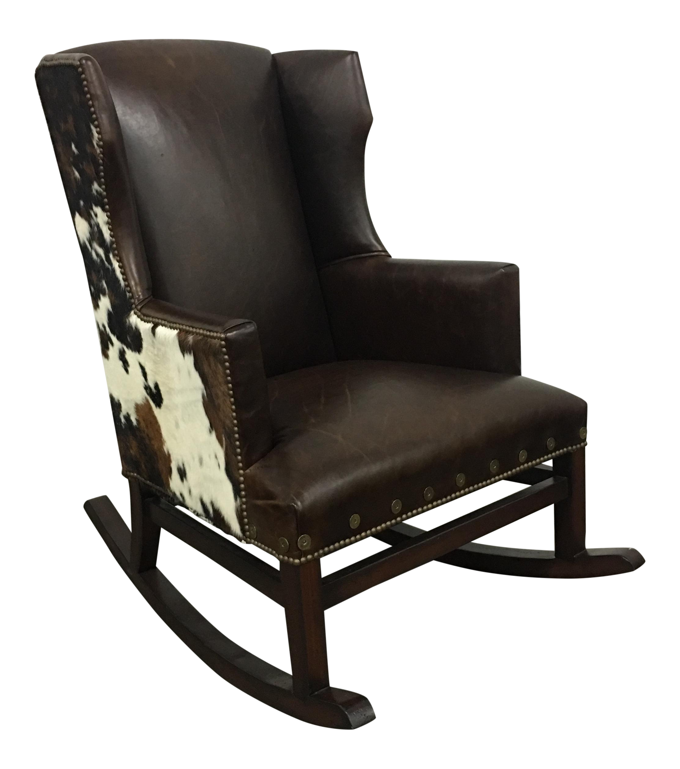 Custom Cow Hide & Leather Rocking Chair Chairish