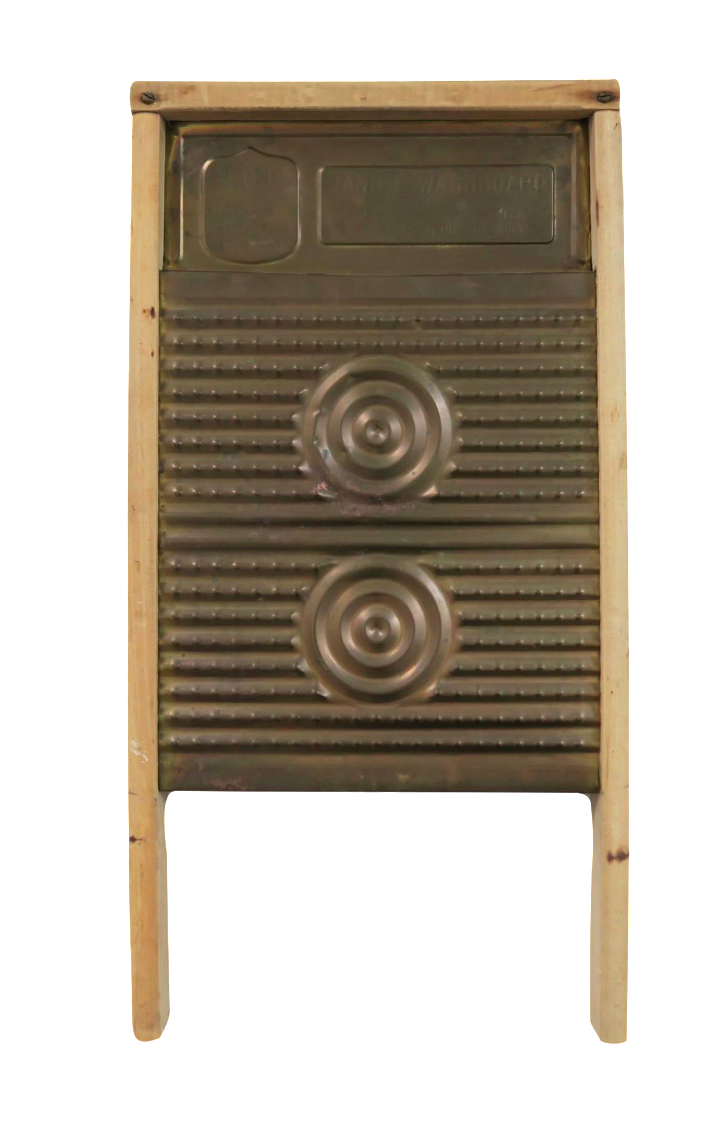 Antique Magic Circle HandEWashboard Wood Brass Laundry Wash Board