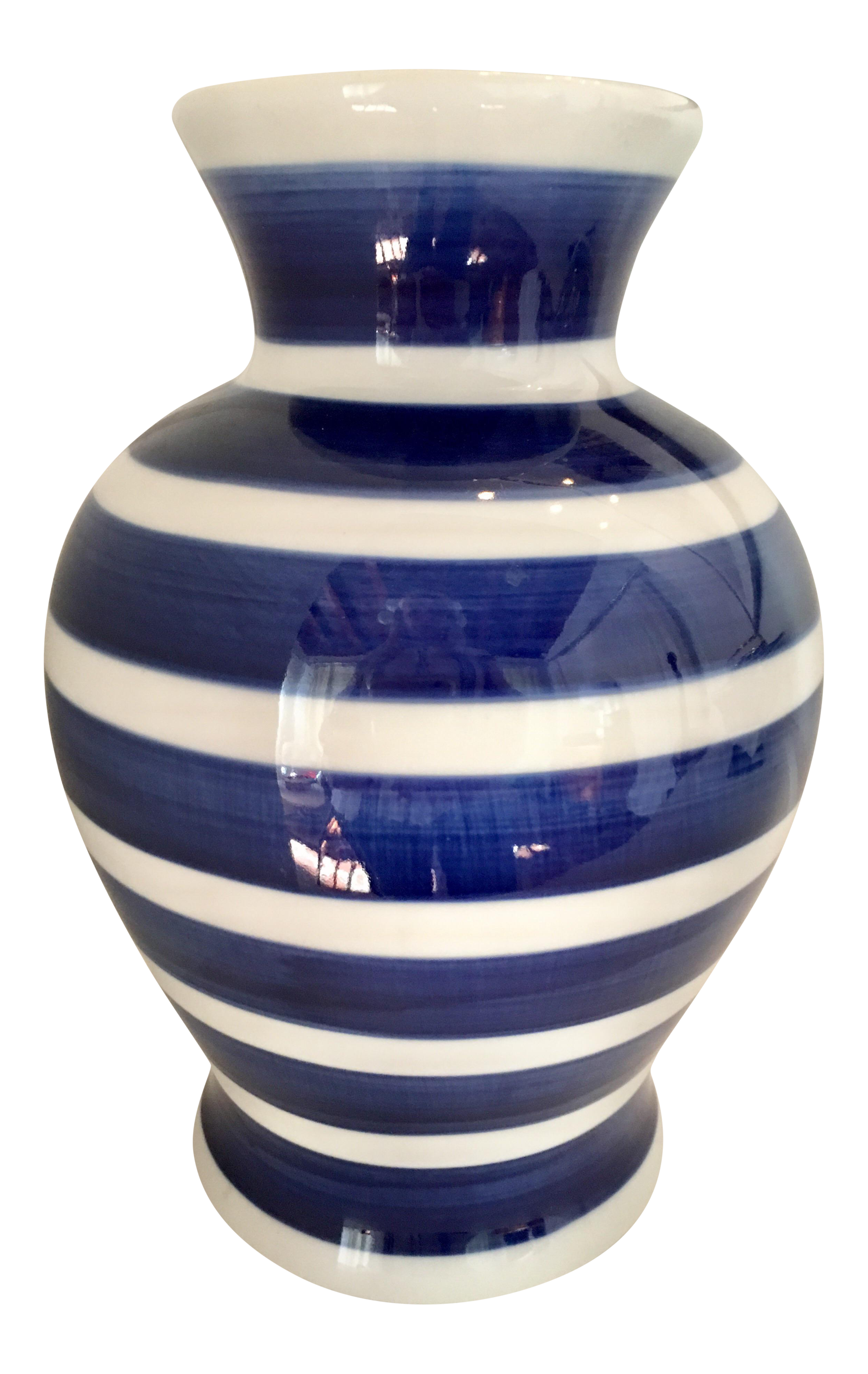Blue & White Striped Vase Chairish
