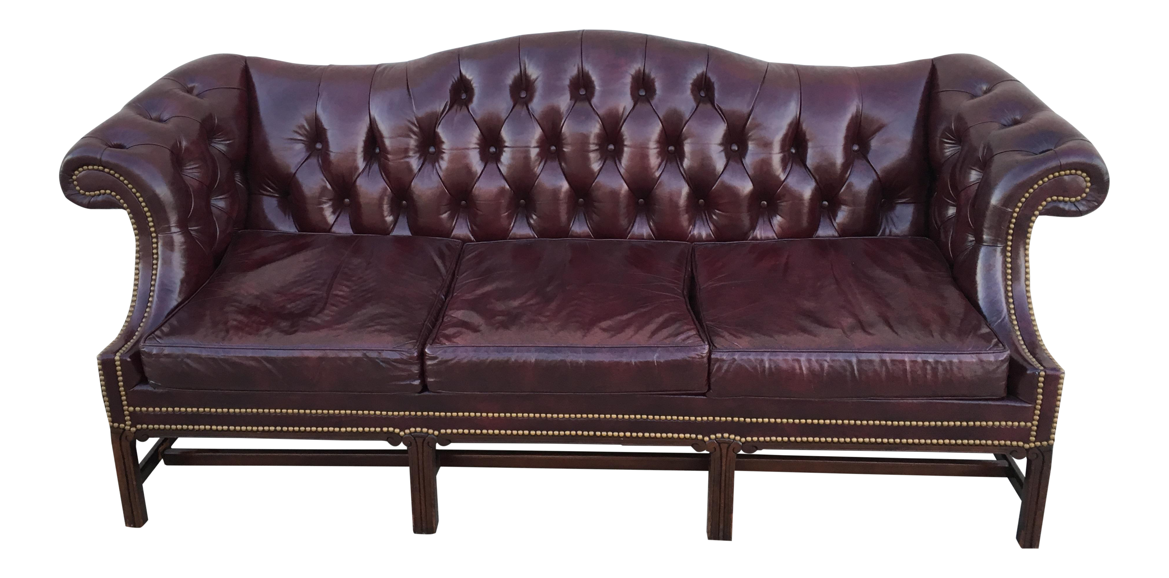 Hancock And Moore Camelback Burgundy Leather Sofa | Chairish Hancock And Moore Camelback Burgundy Leather Sofa | Chairish
