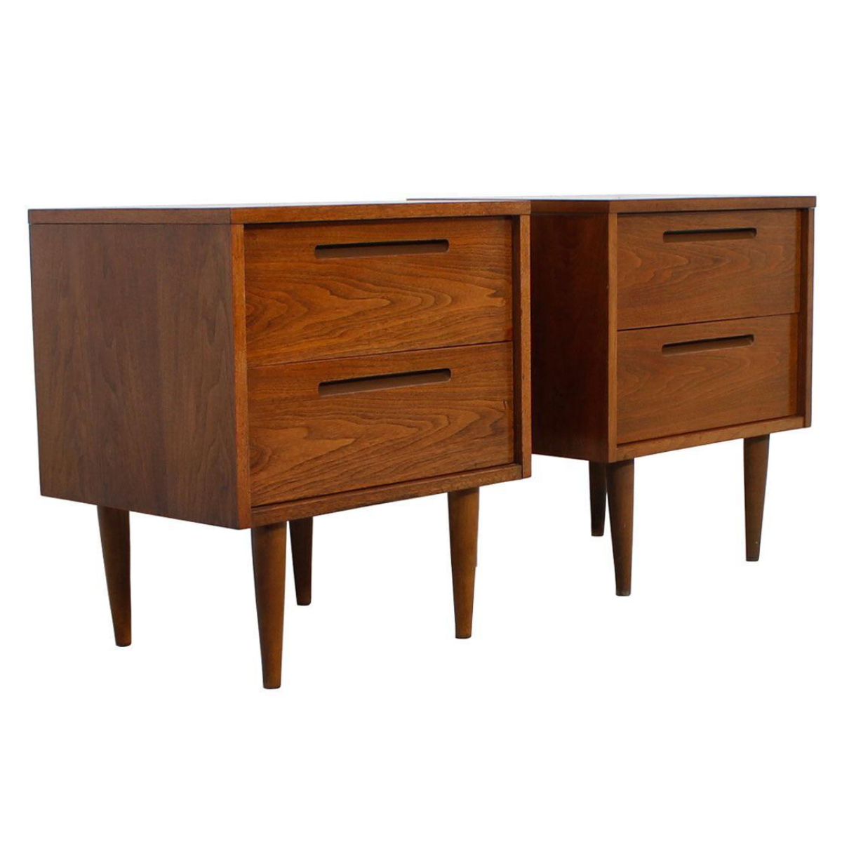 American Modernist 2Drawer Walnut Nightstands A Pair Chairish