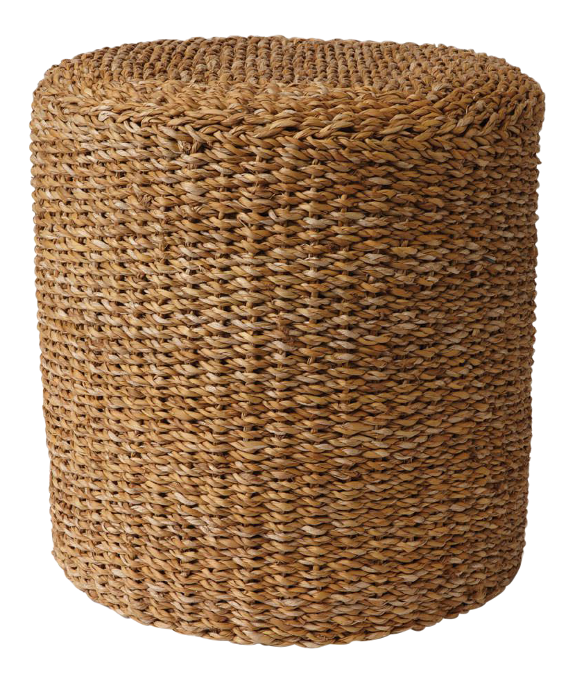 Round Seagrass Pouf Ottoman | Chairish