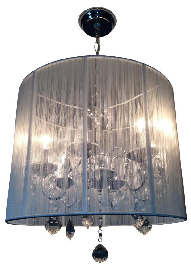 6-Light Polished Nickel Silk String Chandelier Chairish