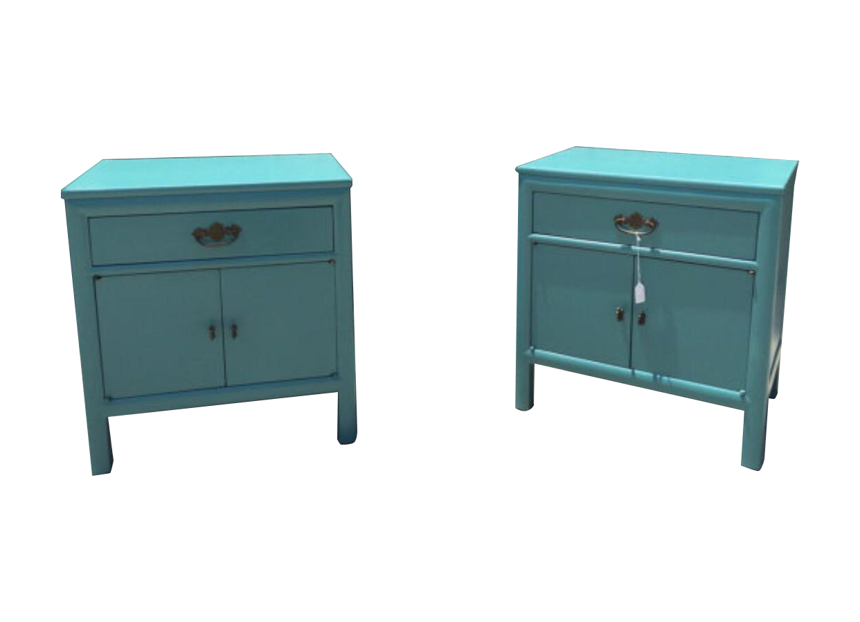 Mid Century Teal Nightstands A Pair Chairish