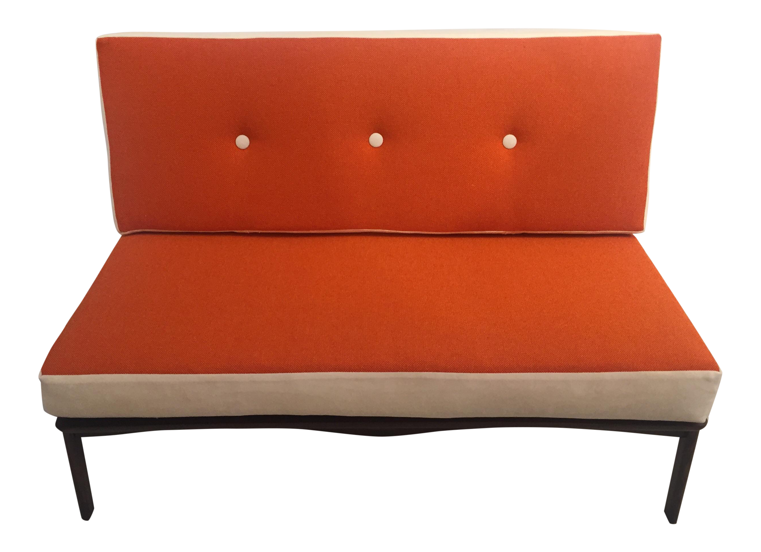Mid-Century Walnut Settee with Reversible Cushions Chairish