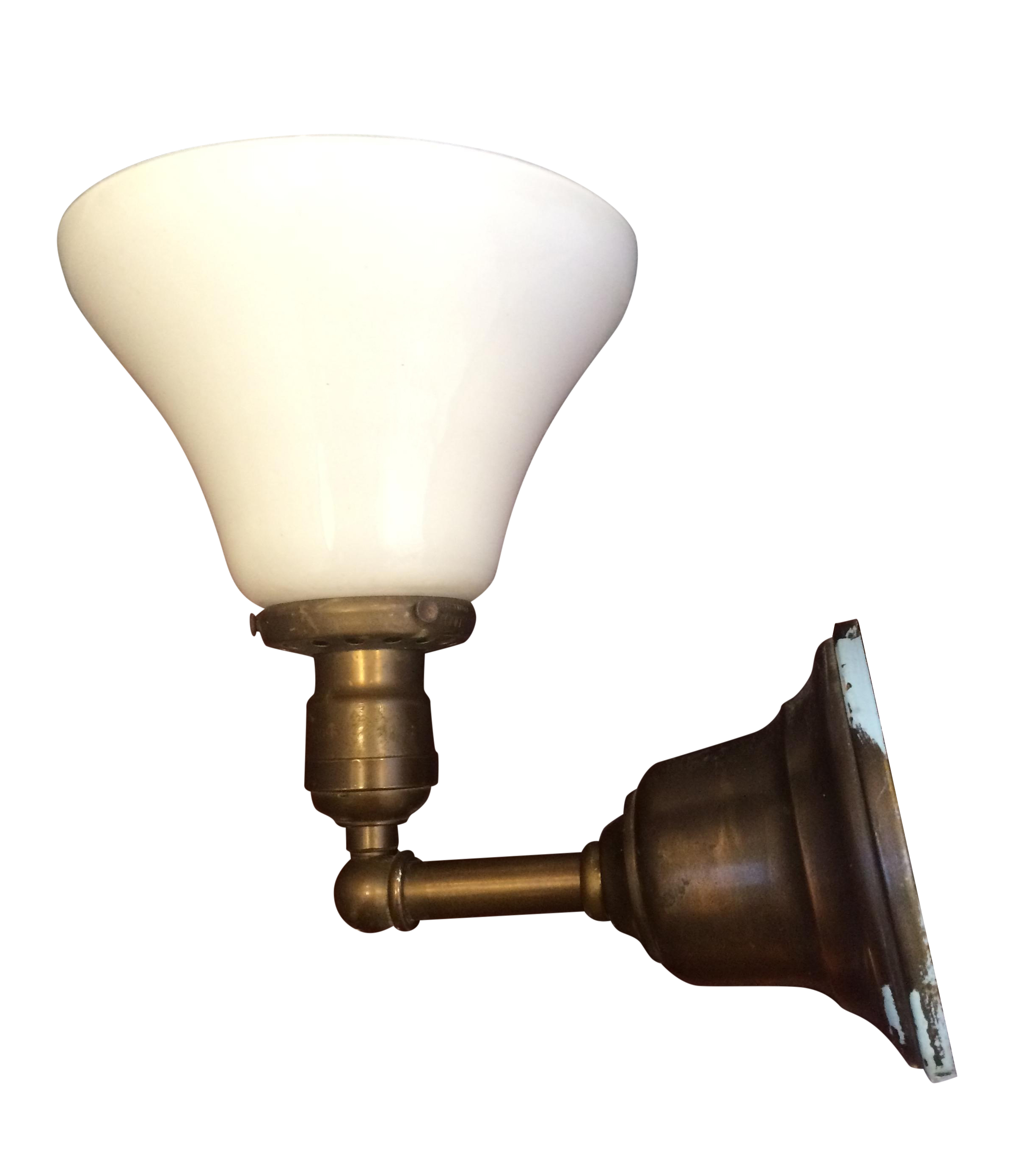 Library Style Brass Wall Sconce W Milk Glass Shade Chairish