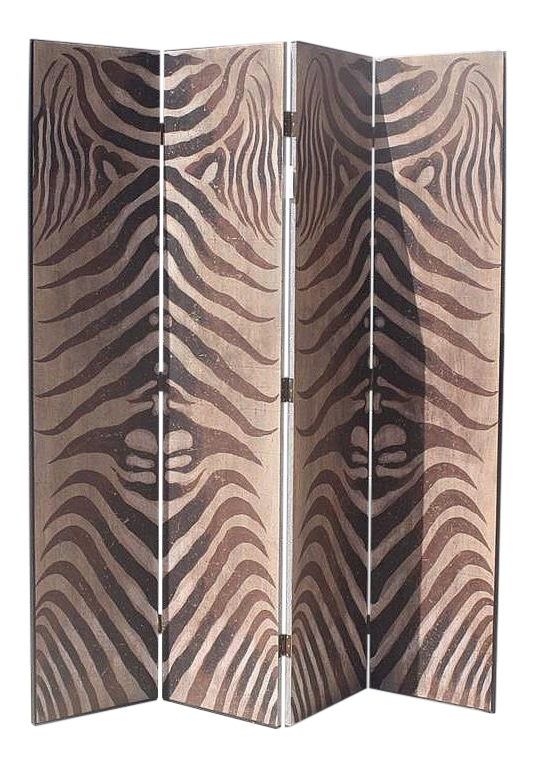 FourPanel HandPainted Zebra Screen/Room Divider Chairish