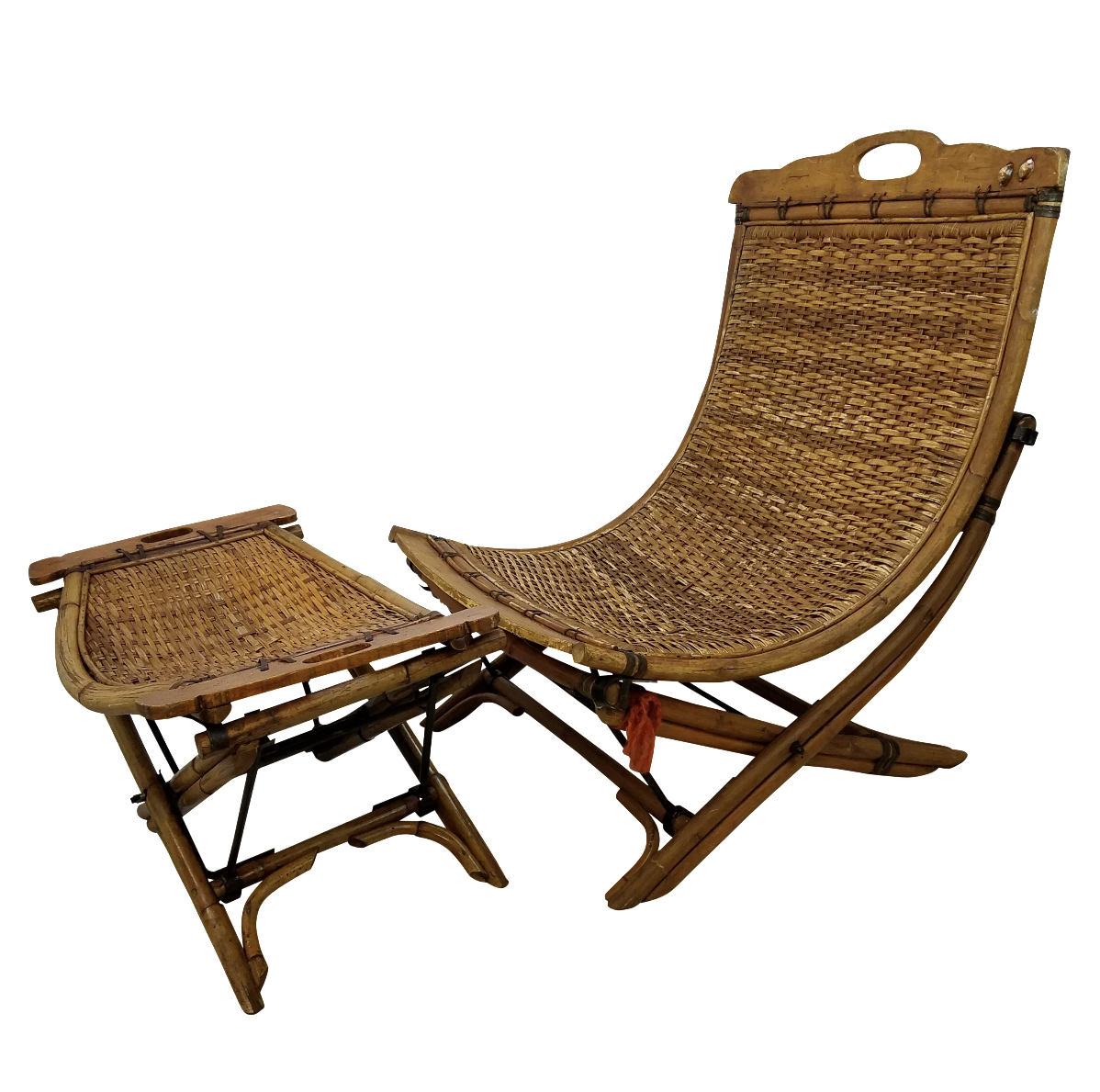 Vintage Rattan Sling Chair With Ottoman Chairish