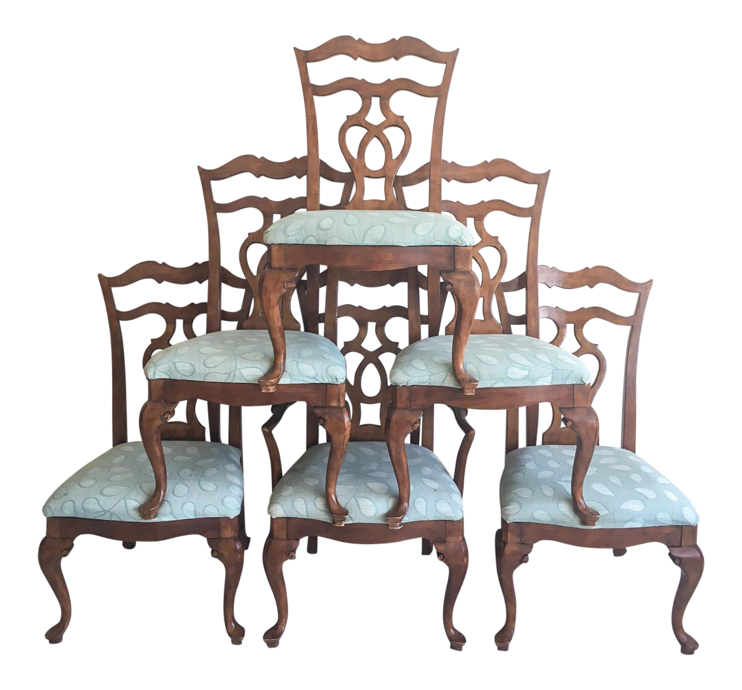 French Country Pine Dining Chairs, Set of 6 Chairish