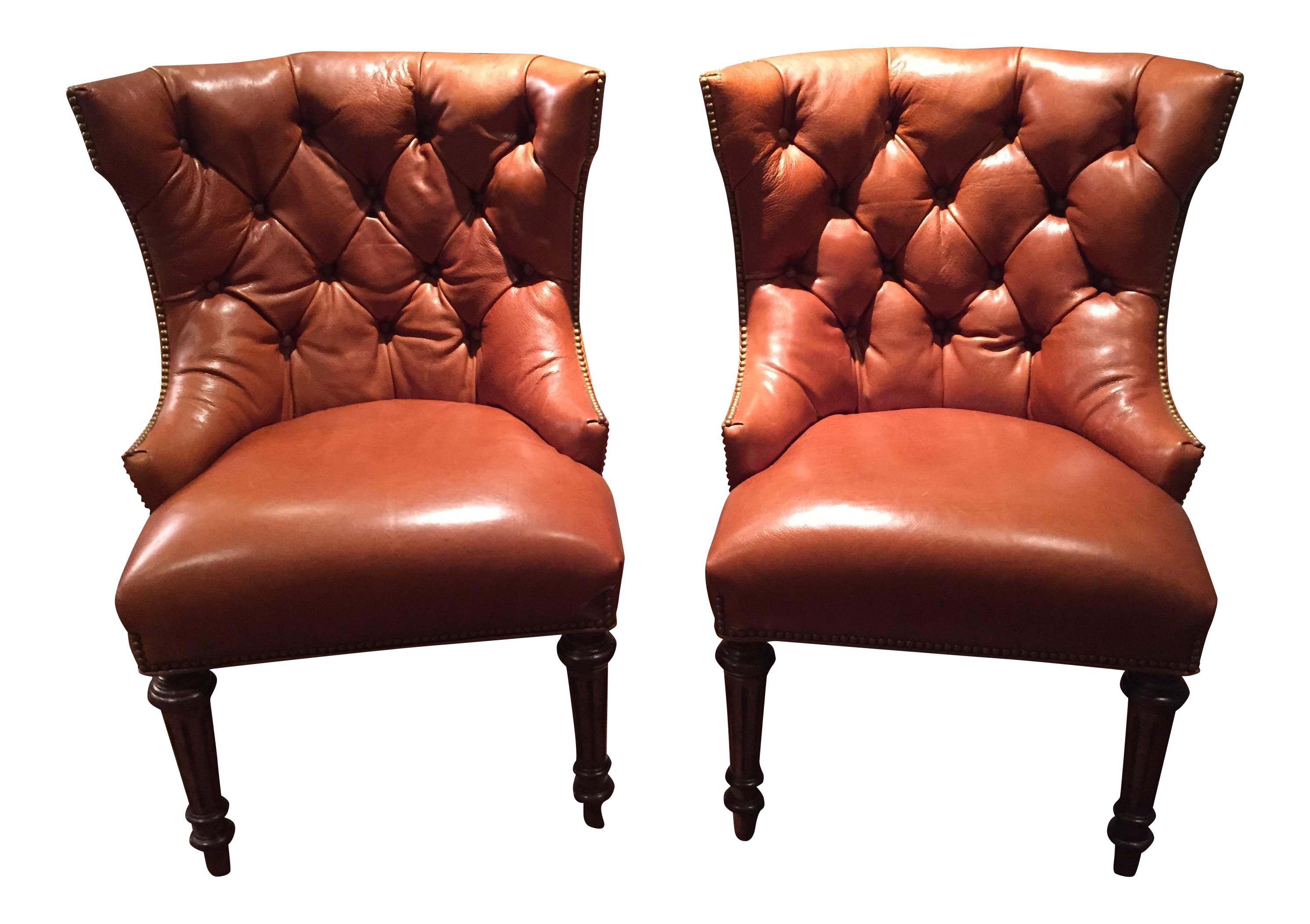 WhittmoreSherrill Leather Wingback Chairs A Pair Chairish