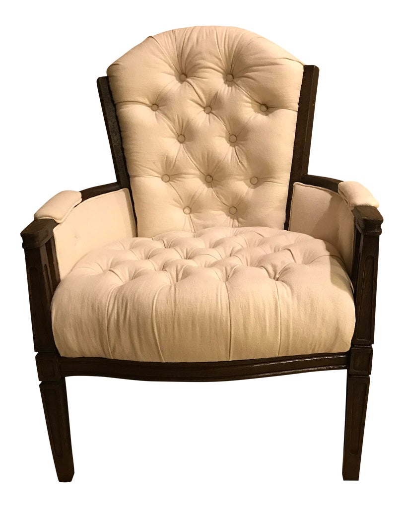 Cream Linen Upholstered Chair | Chairish