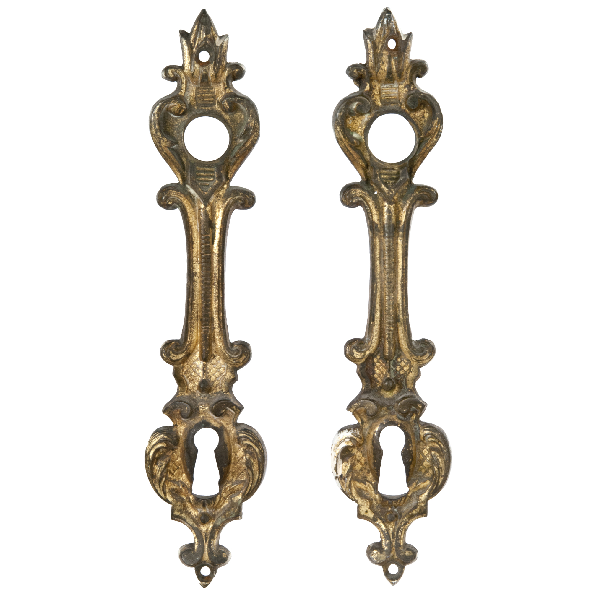 French Gilded Bronze Door Escutcheon Plates Pair Chairish