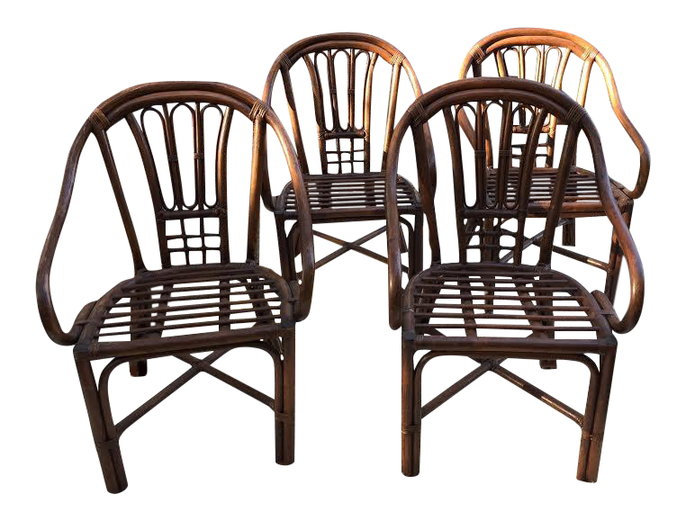 Vintage Rattan Chairs Set of 4 Chairish