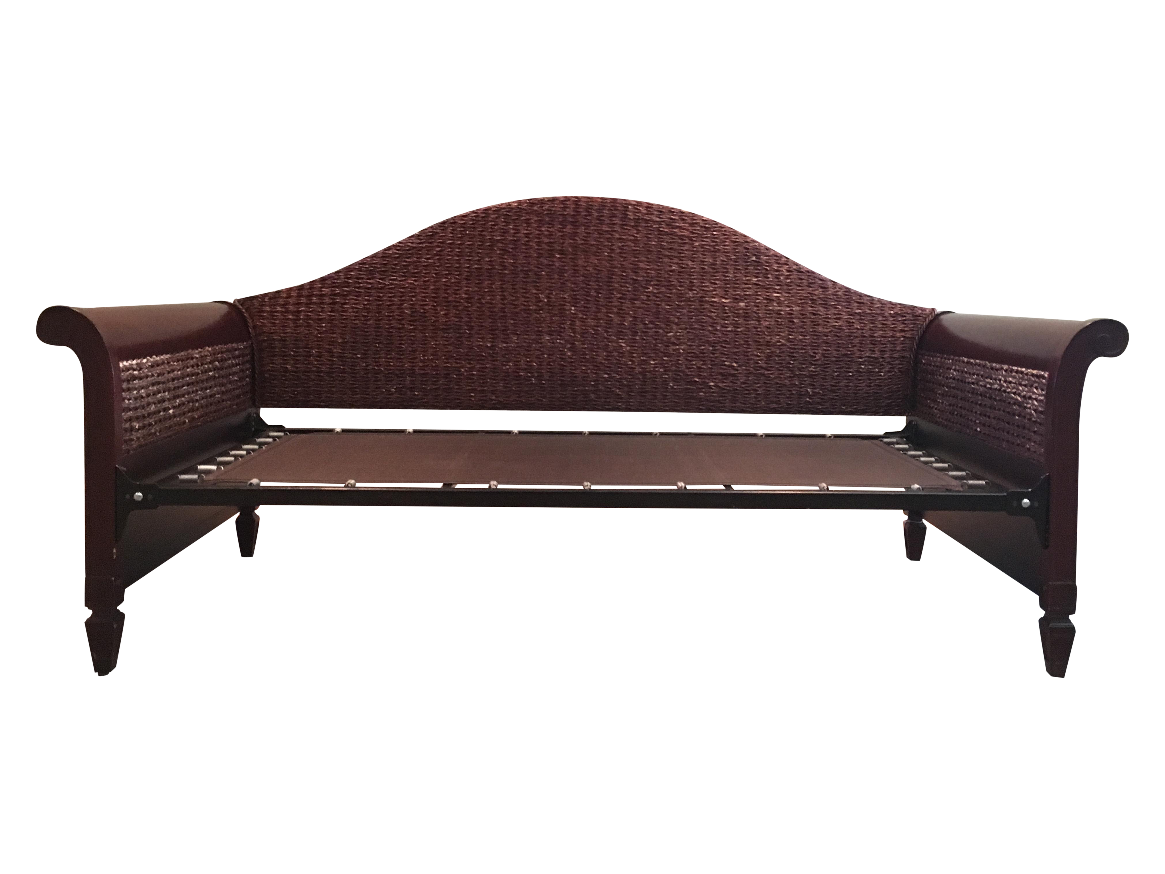 Wood & Rattan Sleigh Daybed Chairish