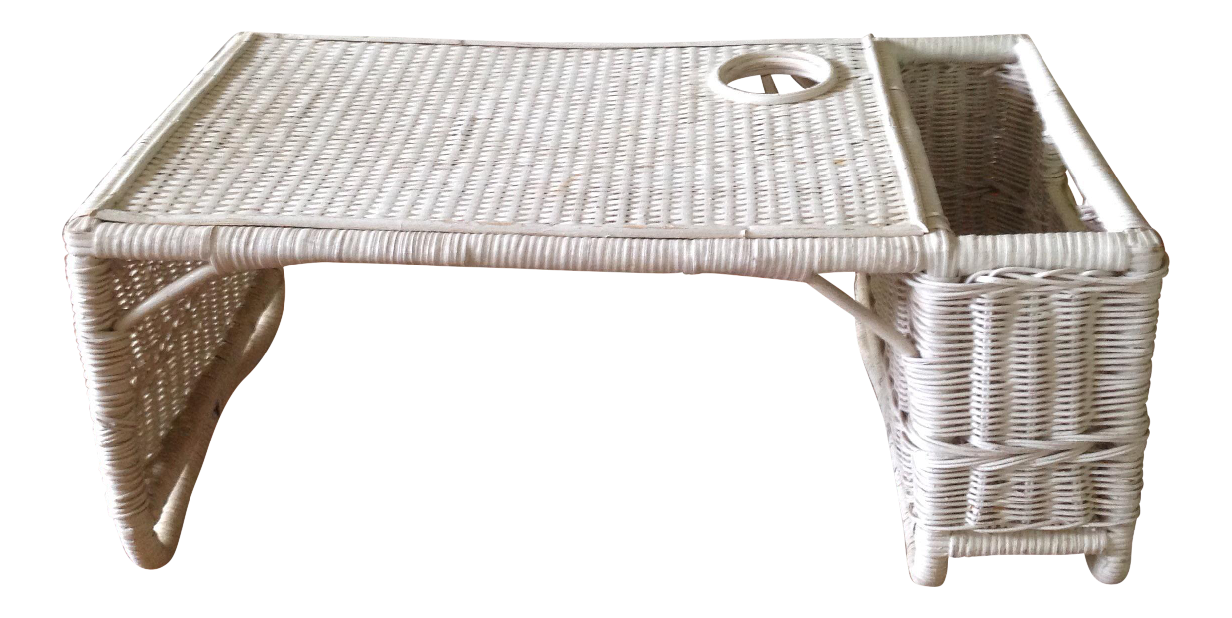 Vintage White Wicker Bed Tray Chairish