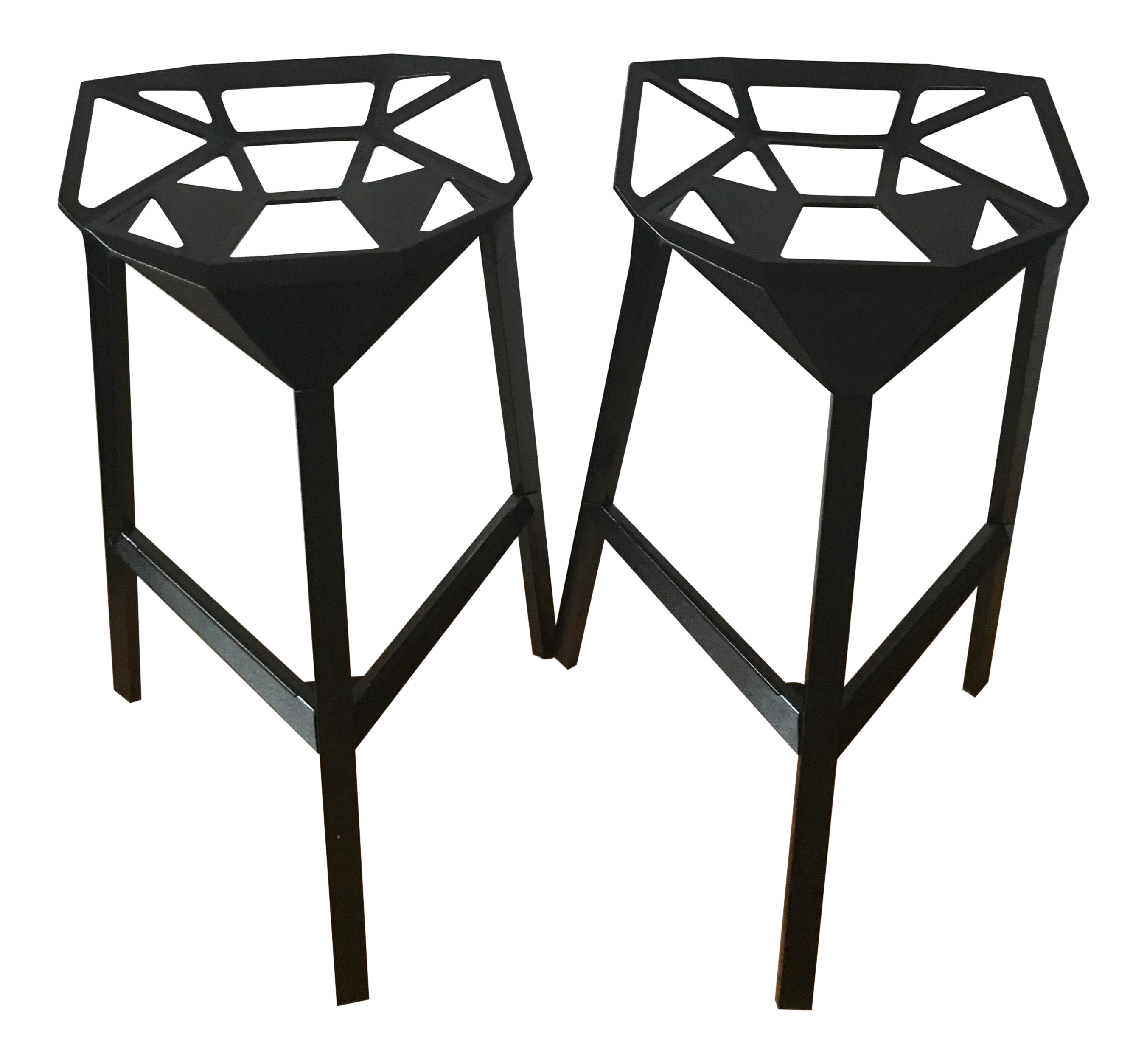 Modern Black Metal Bar Stools a Pair Chairish