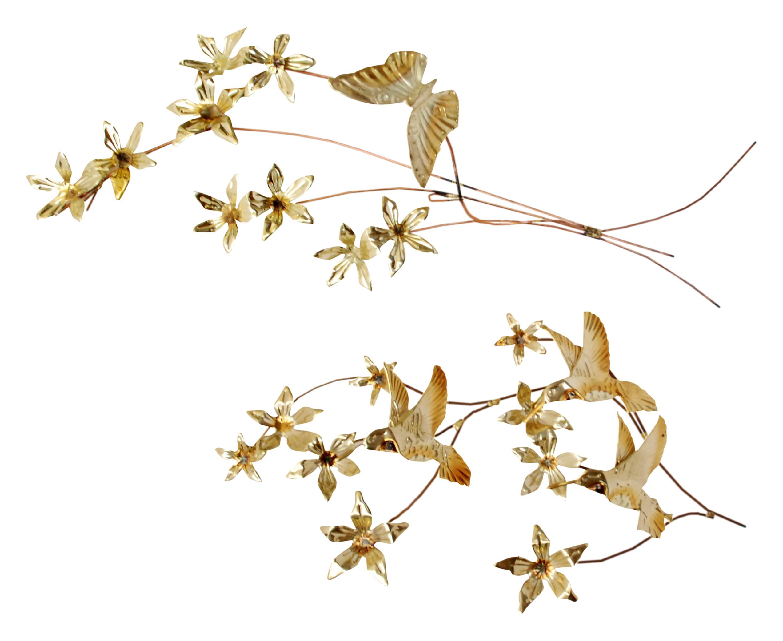 vintage gold and copper leaf wall decor a pair 2630