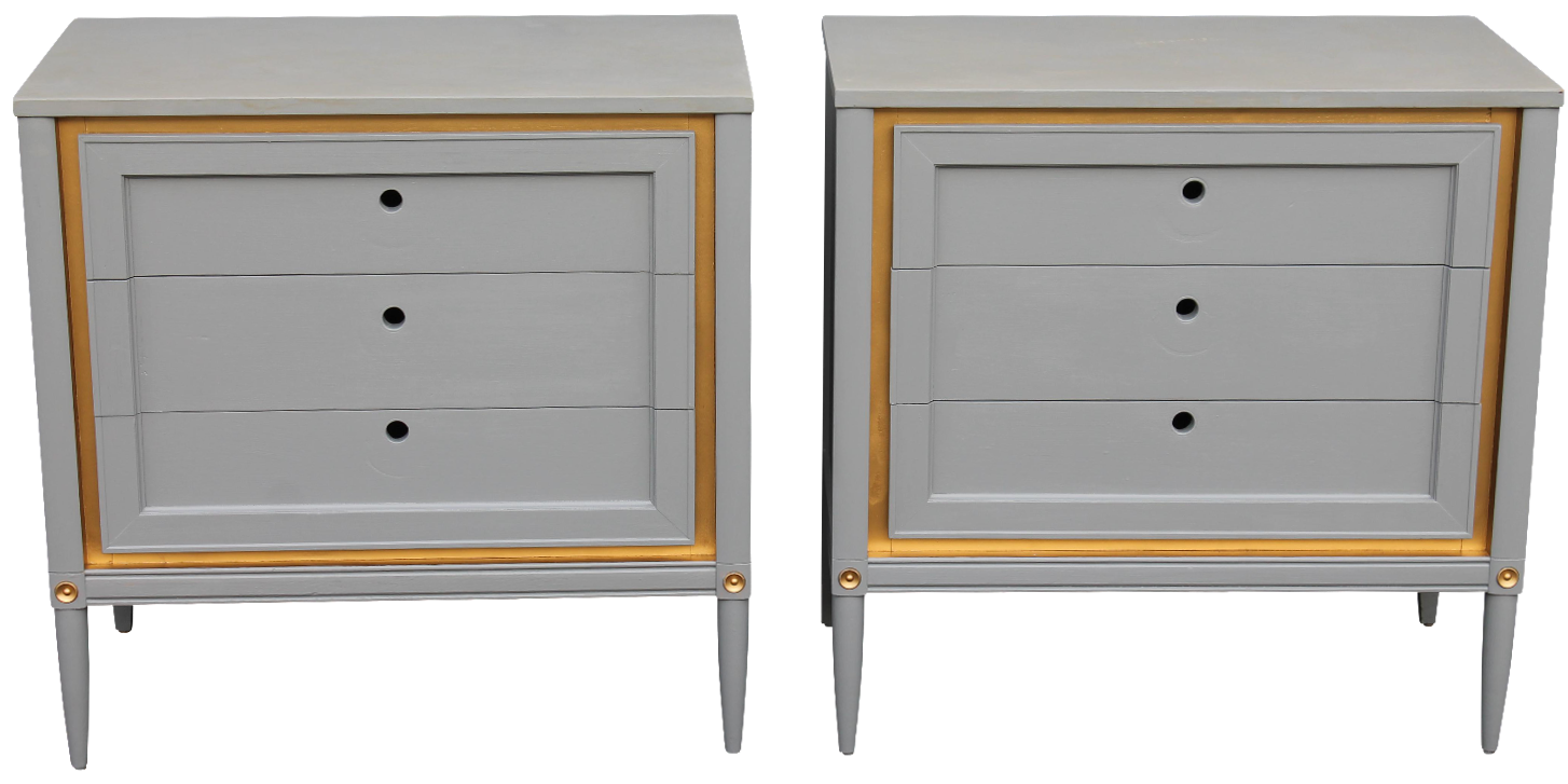 1960s Slate Blue & Gilt Accent Bachelor's Chests A Pair Chairish