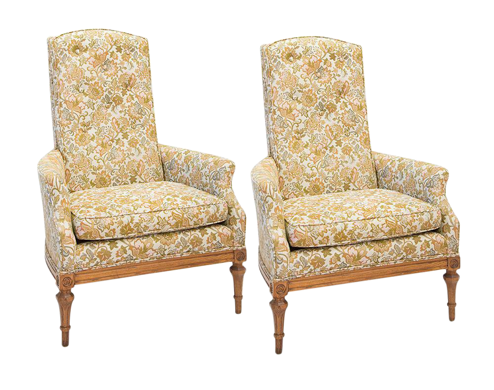 MidCentury High Back Parlor Chairs A Pair Chairish