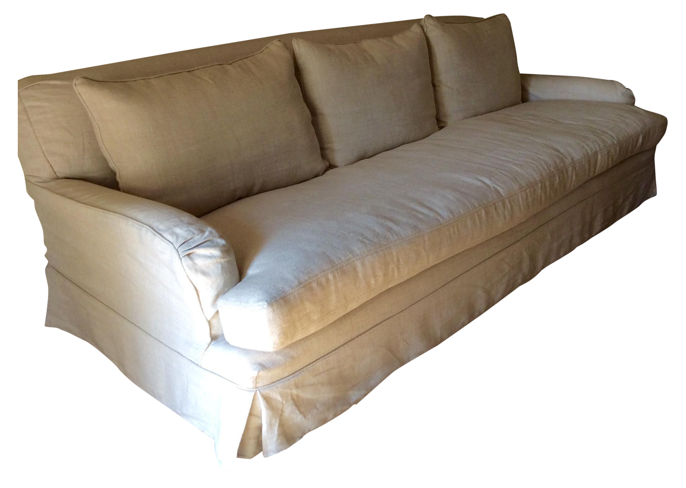 RH Belgian Linen Roll Arm Slipcovered Sofa Chairish