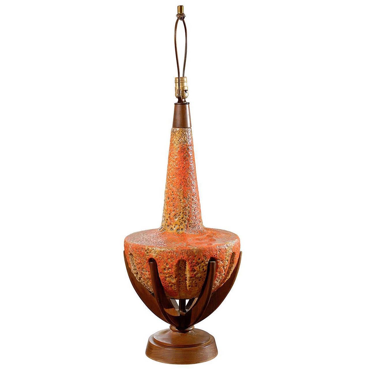 Sunset Lamps MidCentury Orange Lava Glaze Lamp Chairish