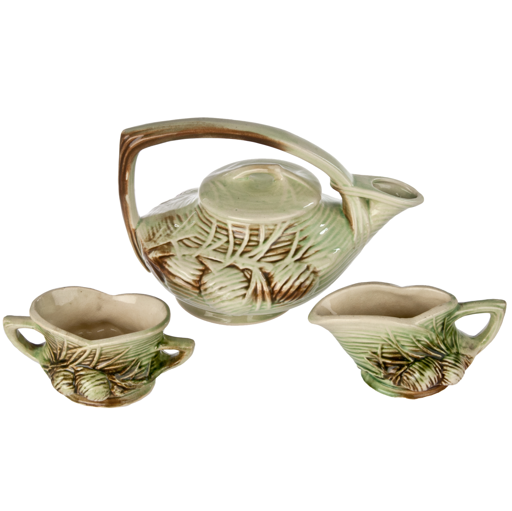 McCoy Pottery Pine Cone Teapot Set Chairish