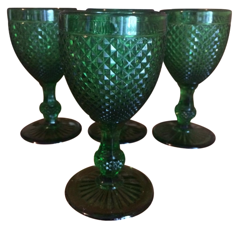 Art Deco Emerald Glass Goblets Set of 4 Chairish