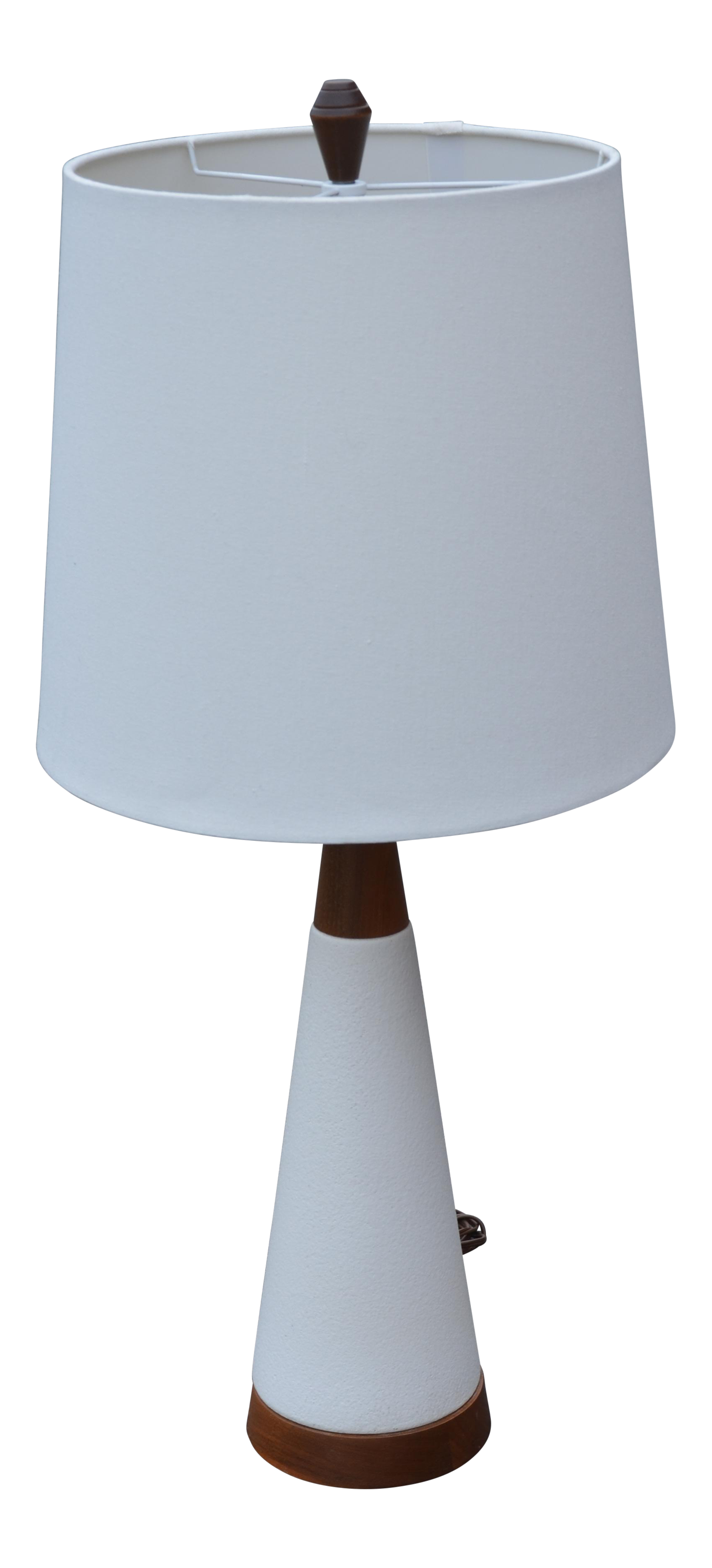 White Glazed Teak Table Lamp Chairish