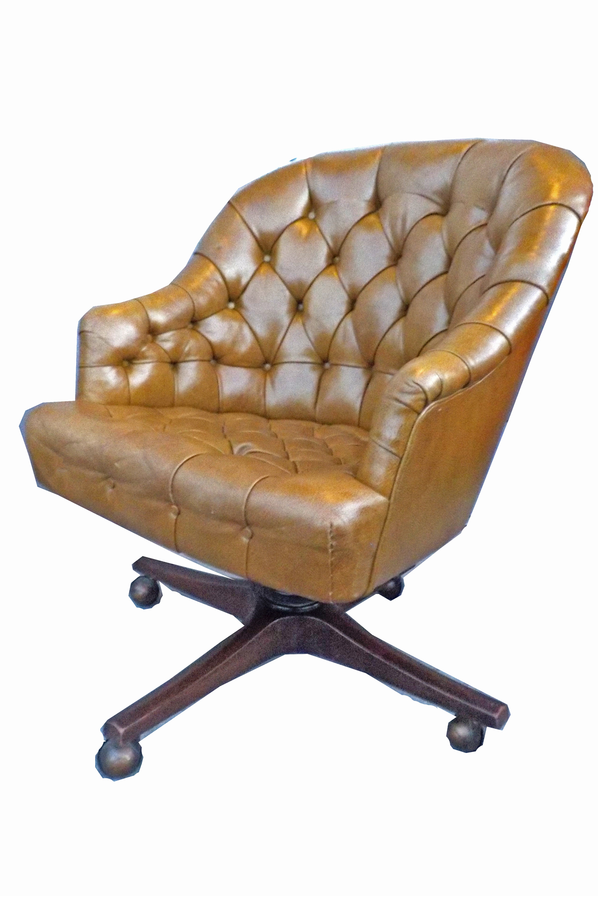 Chesterfield Khaki Leather Barrel Office Chair Chairish