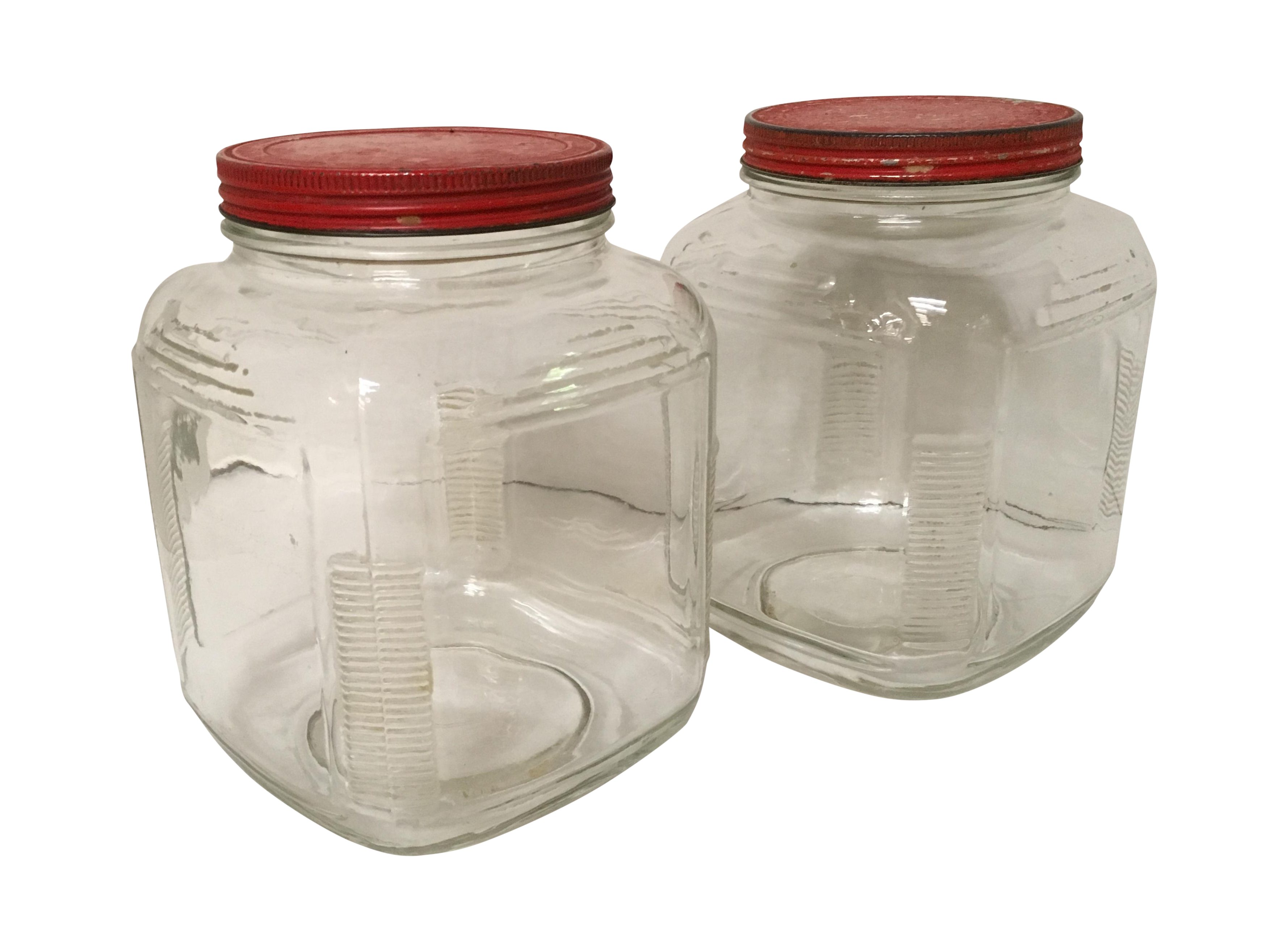 Vintage Hoosier Square Glass Canisters A Pair Chairish