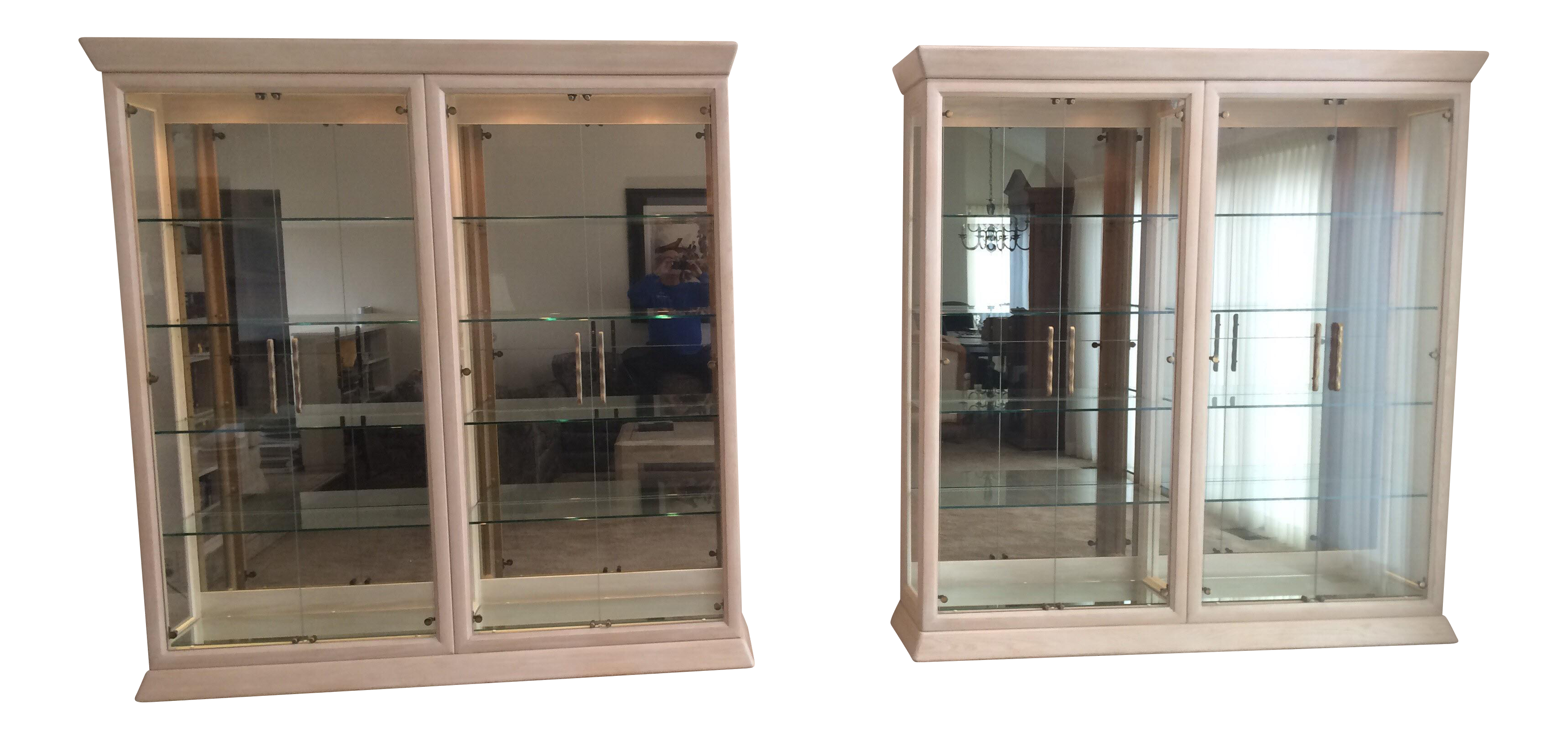Image of Henredon Lighted White Oak Display/Curio Cabinets