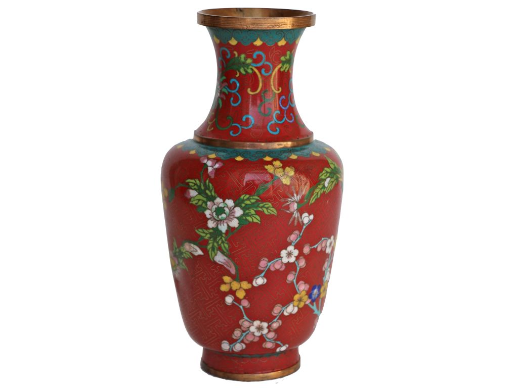 Large Red Cloisonne Vase Chairish