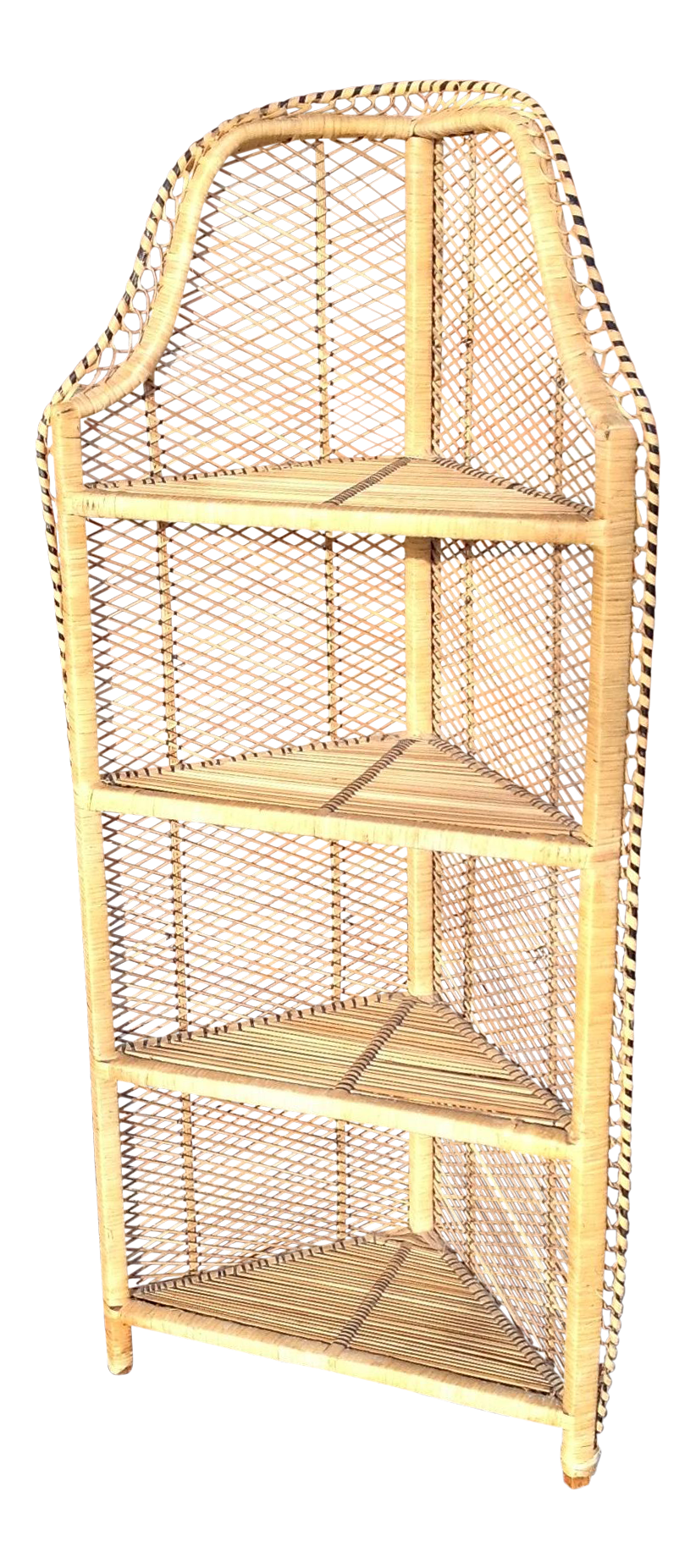 Vintage Wicker and Rattan Corner Shelf Chairish