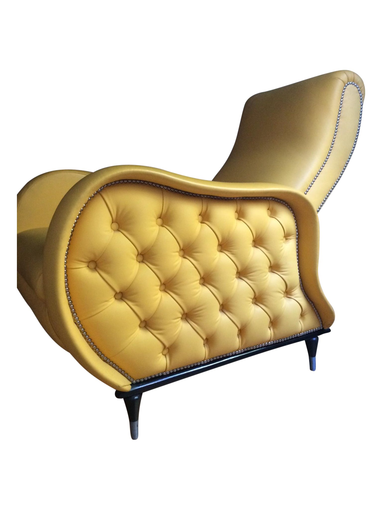 MidCentury Yellow Leather Recliner Chairish
