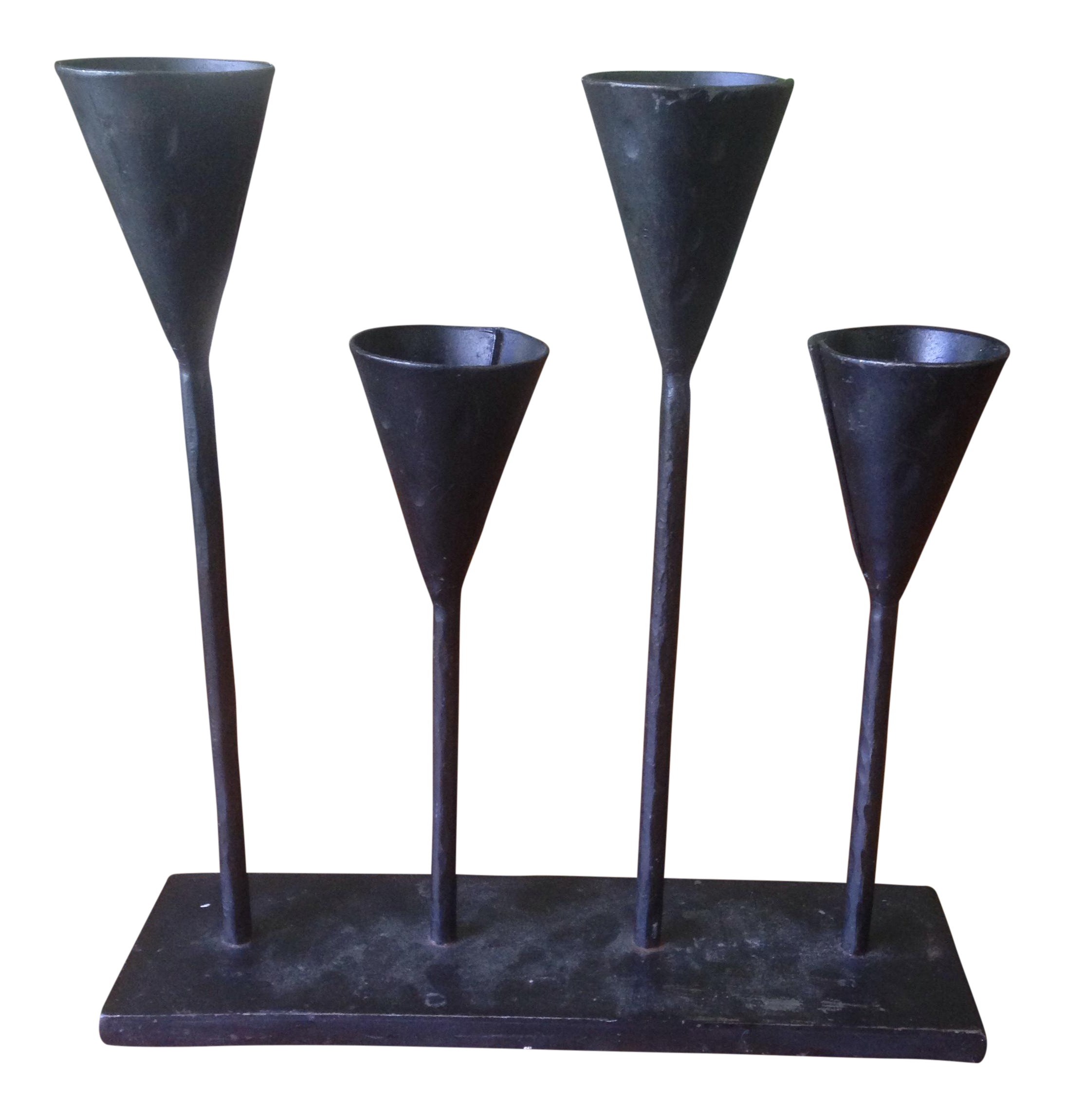 Vintage Modernist Black Metal Candle Holder Chairish