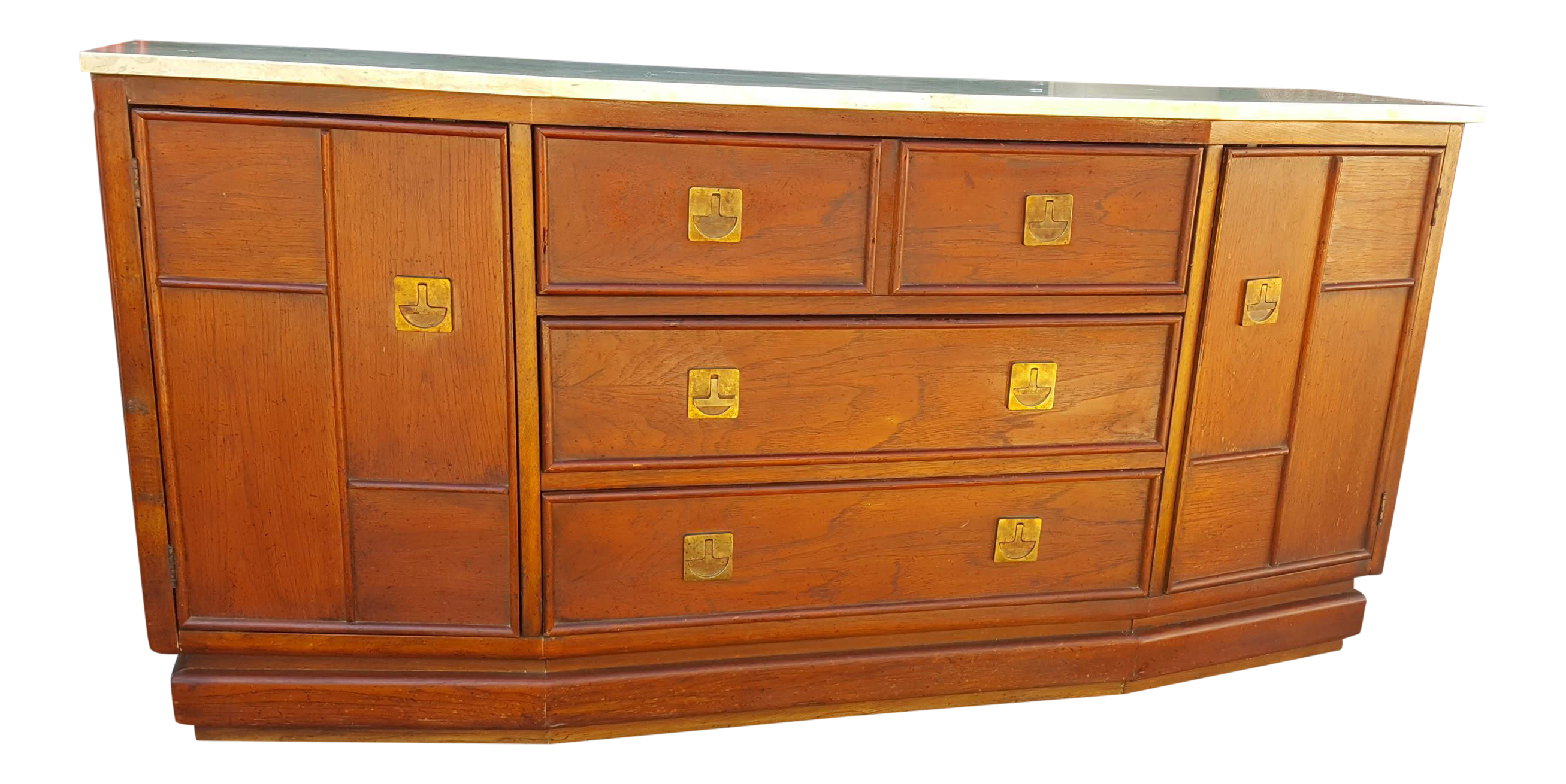 MidCentury Hollywood Regency Marble Top Credenza Buffet Chairish